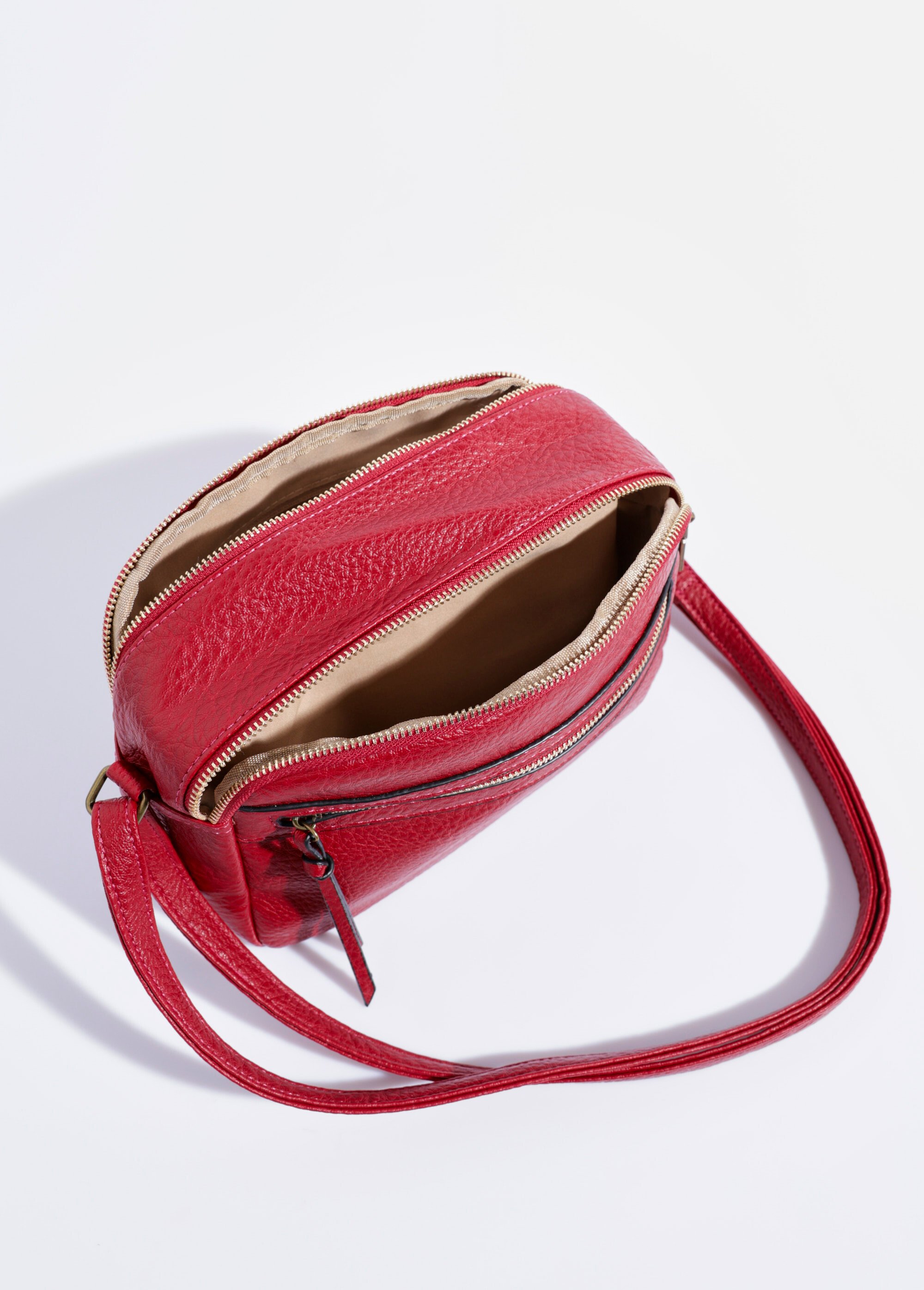 Sac à main compact double zip métal Femme Rouge BAG-M328 OV1