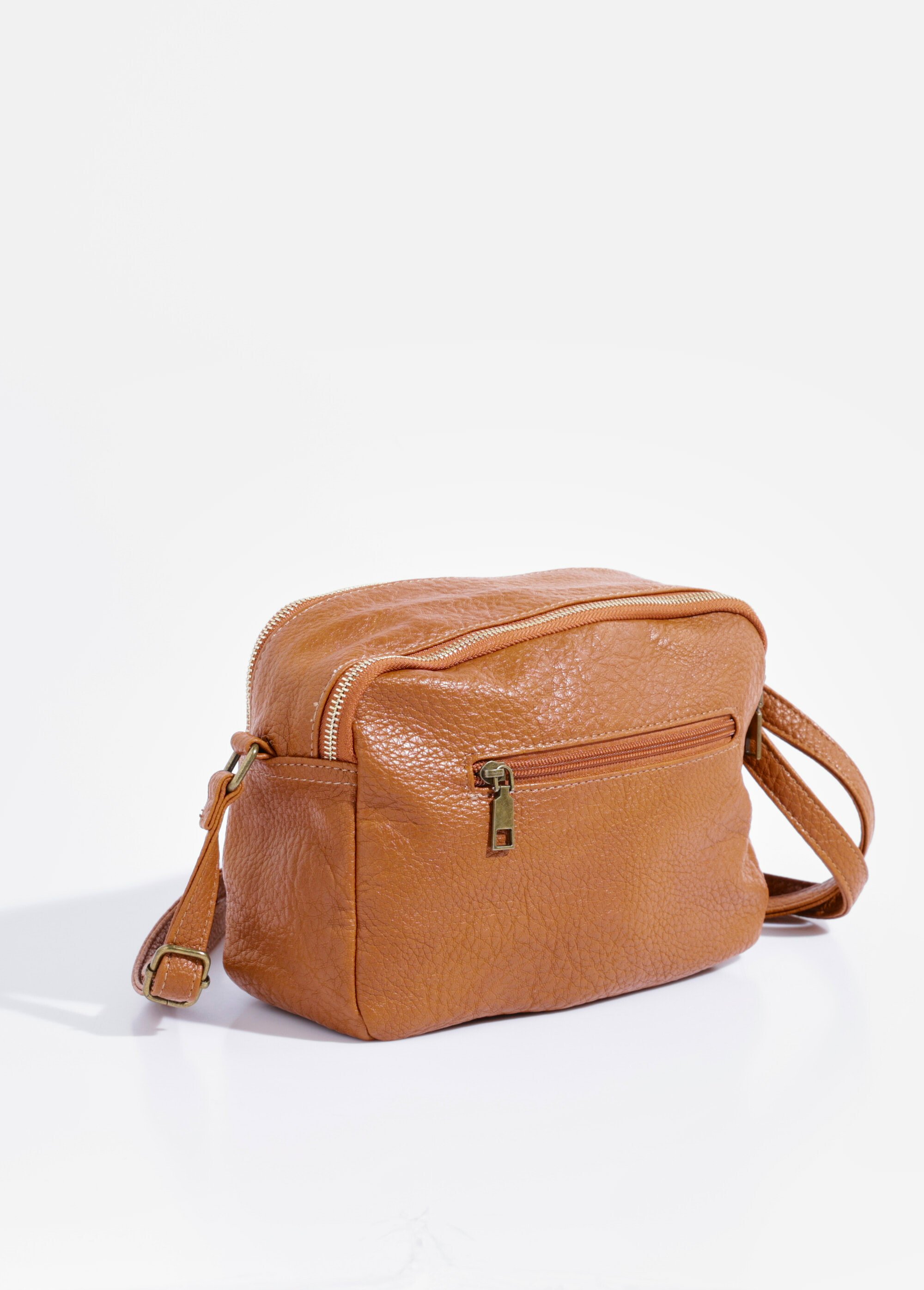 Sac à main compact double zip métal Femme Beige BAG-M328 DO1