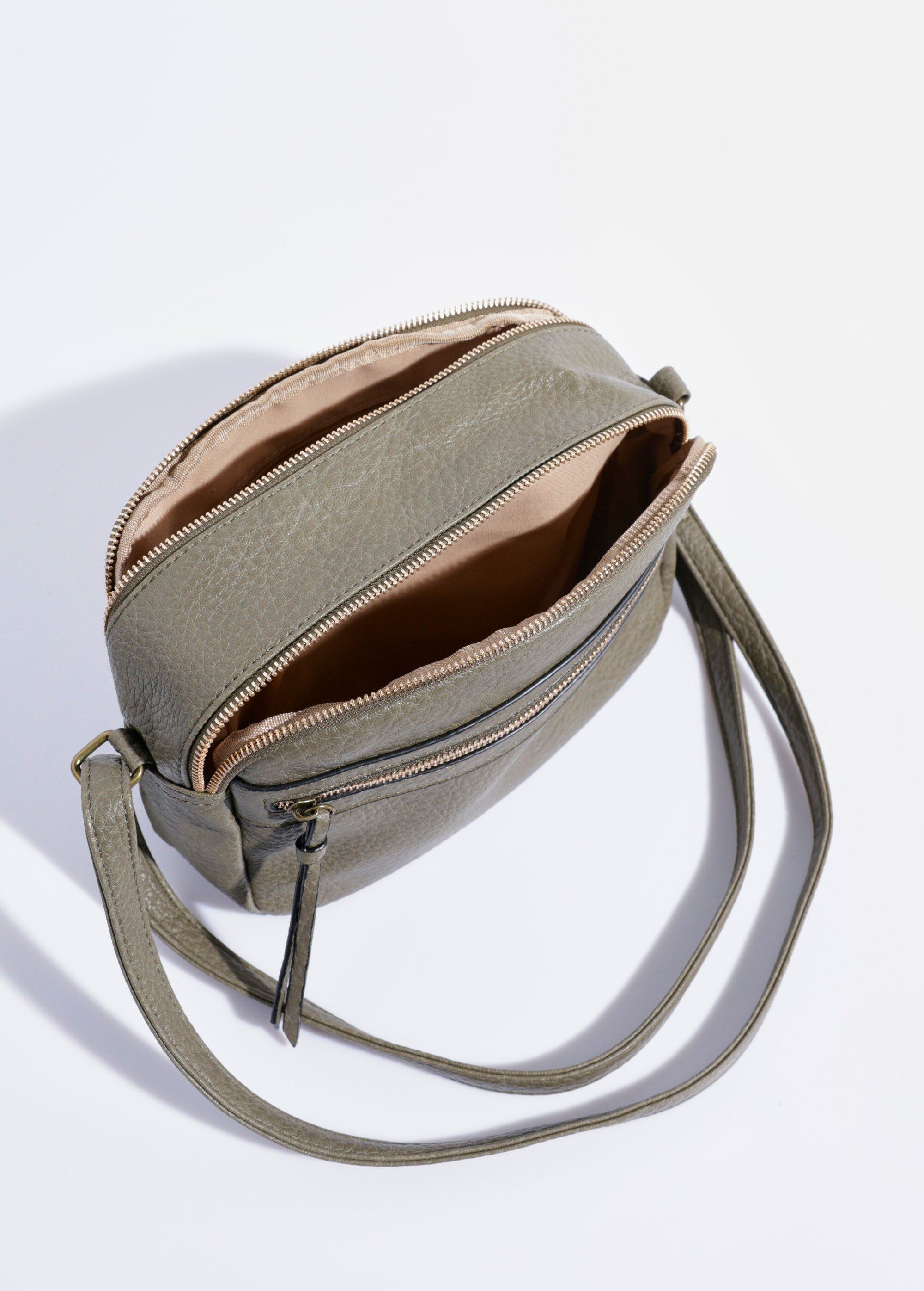 Sac à main compact double zip métal Femme Vert BAG-M328 OV1