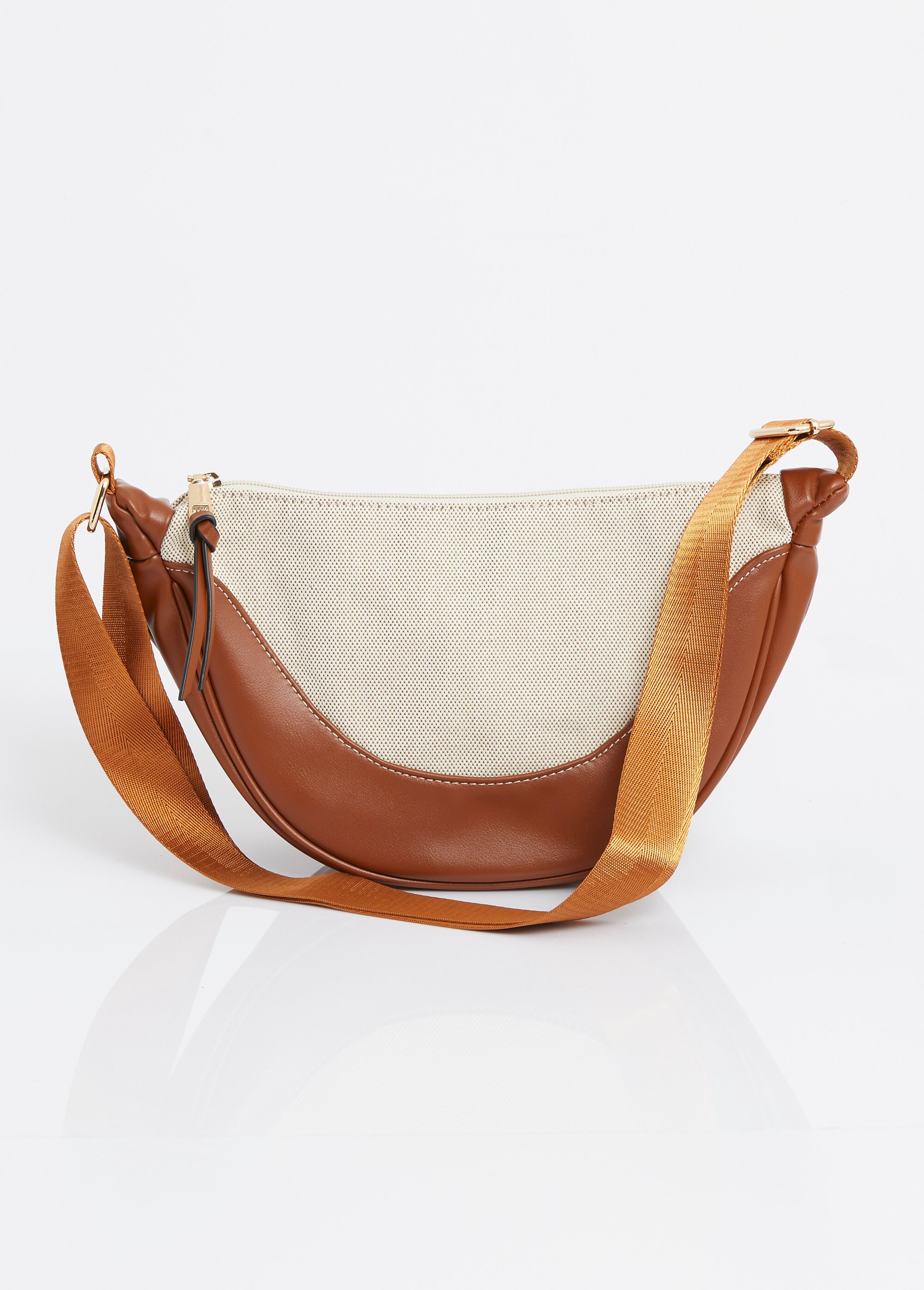 Sac demi lune toile et simili cuir