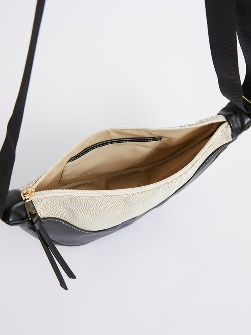 Sac demi lune toile et simili cuir Femme Noir MIM25010 DE2