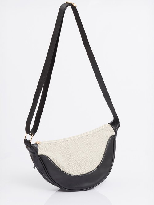 Sac demi lune toile et simili cuir Femme Noir MIM25010 DO1