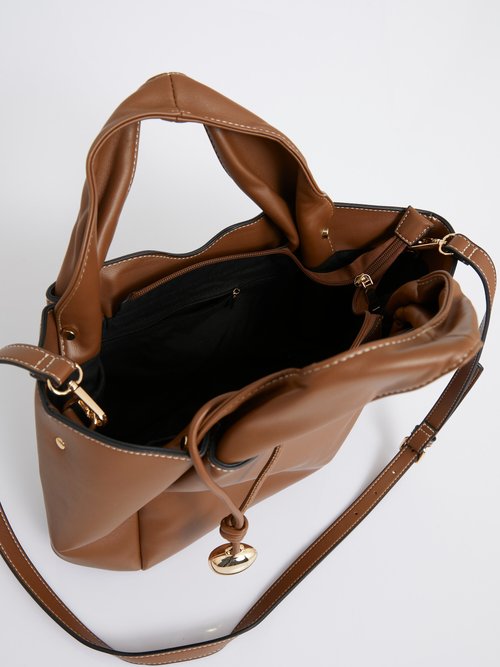 Sac simili cuir avec anses plissées Femme Marron MIM25601 DE1