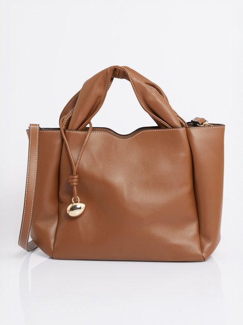 Sac simili cuir avec anses plissées Femme Marron MIM25601 FA1