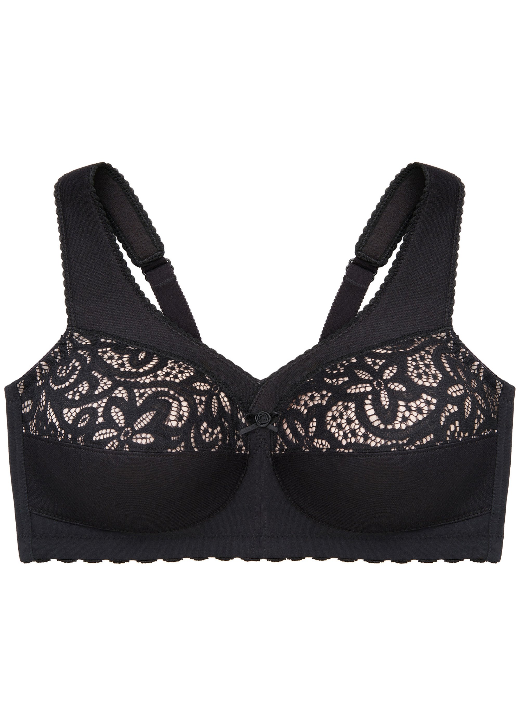 Soutien-gorge MagicLift Grand Maintien Coton Sans Armatures Spécial Grandes Tailles n°1001 Femme Grande Taille Noir 1001 FA2