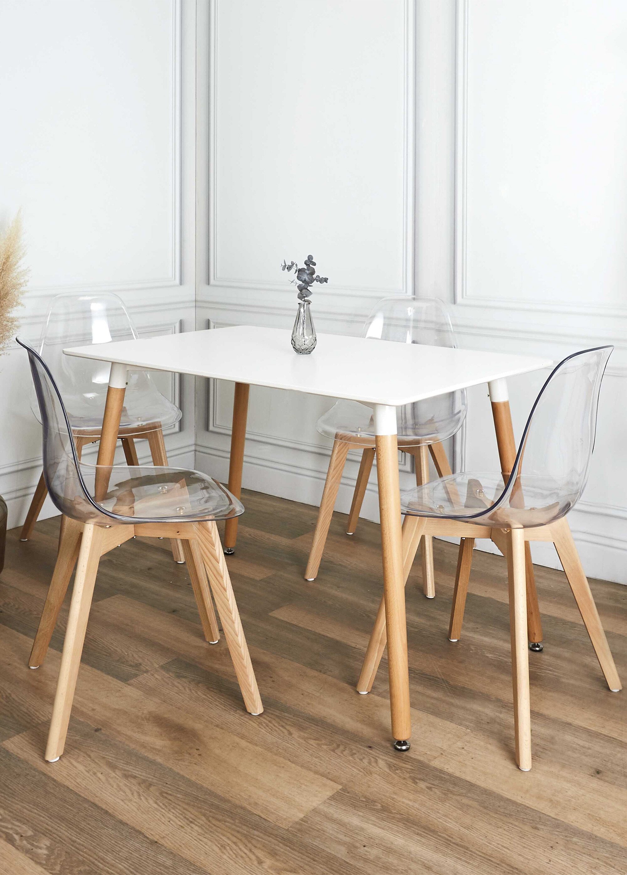 Table à manger rectangle 115cm bicolore BLANC CMP-HD3211 SI1