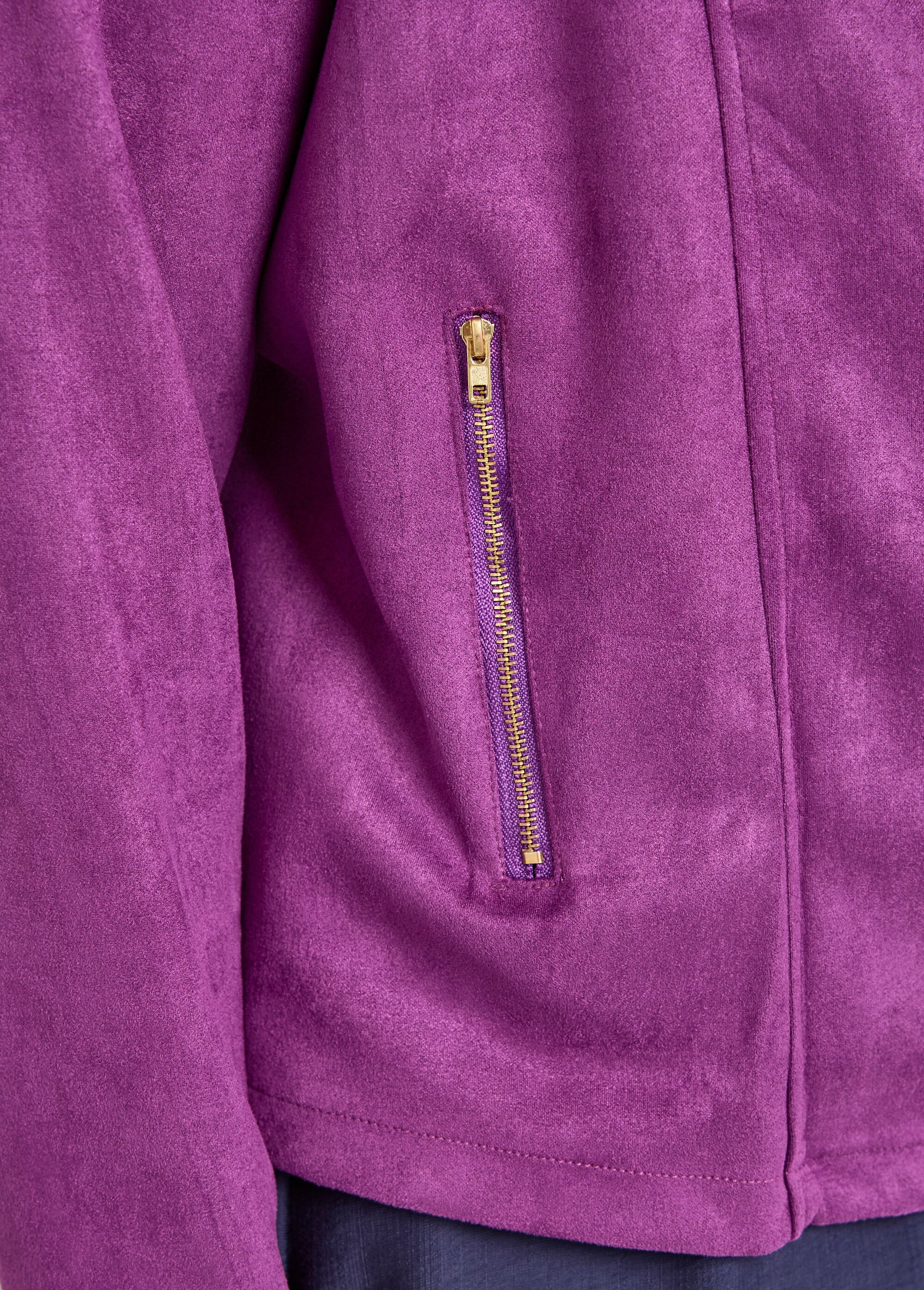 Veste de motard zippée en suédine Femme Grande Taille Violet CHY-H007 DE2