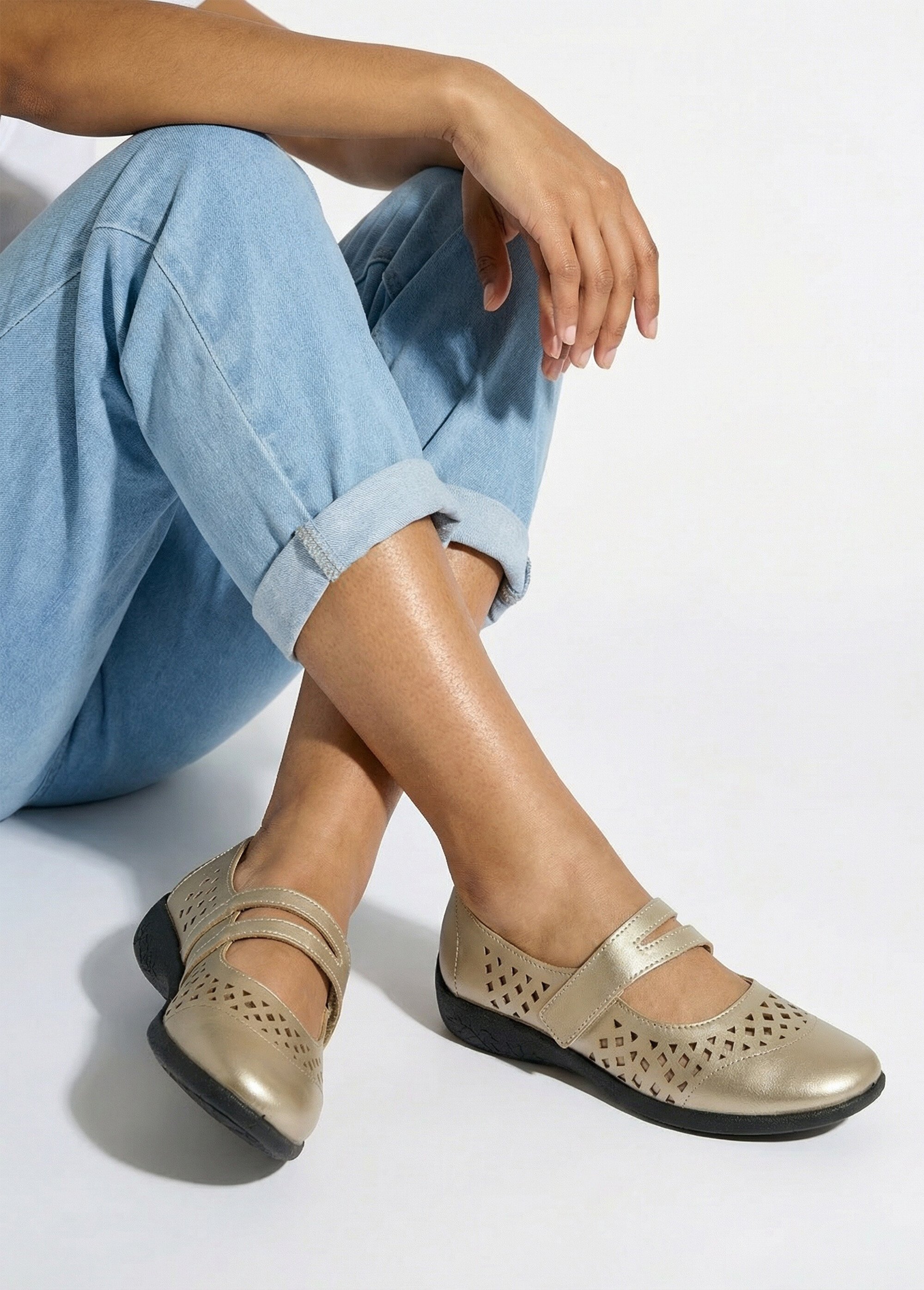 Ballerines babies cuir largeur confort Femme Marron OLNEY SI1