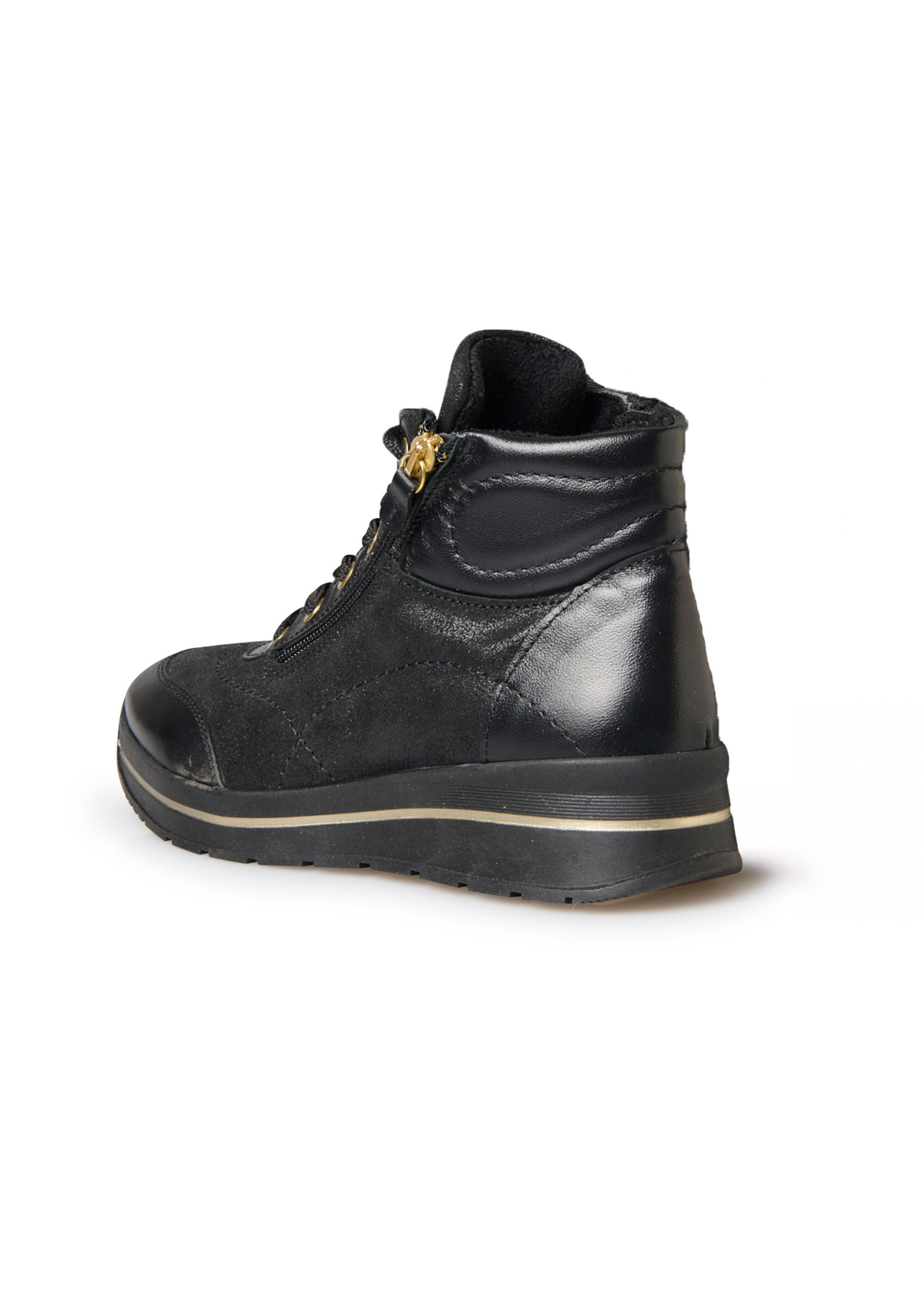Baskets montantes avec semelle compensée Femme Noir PED2012596 DO1