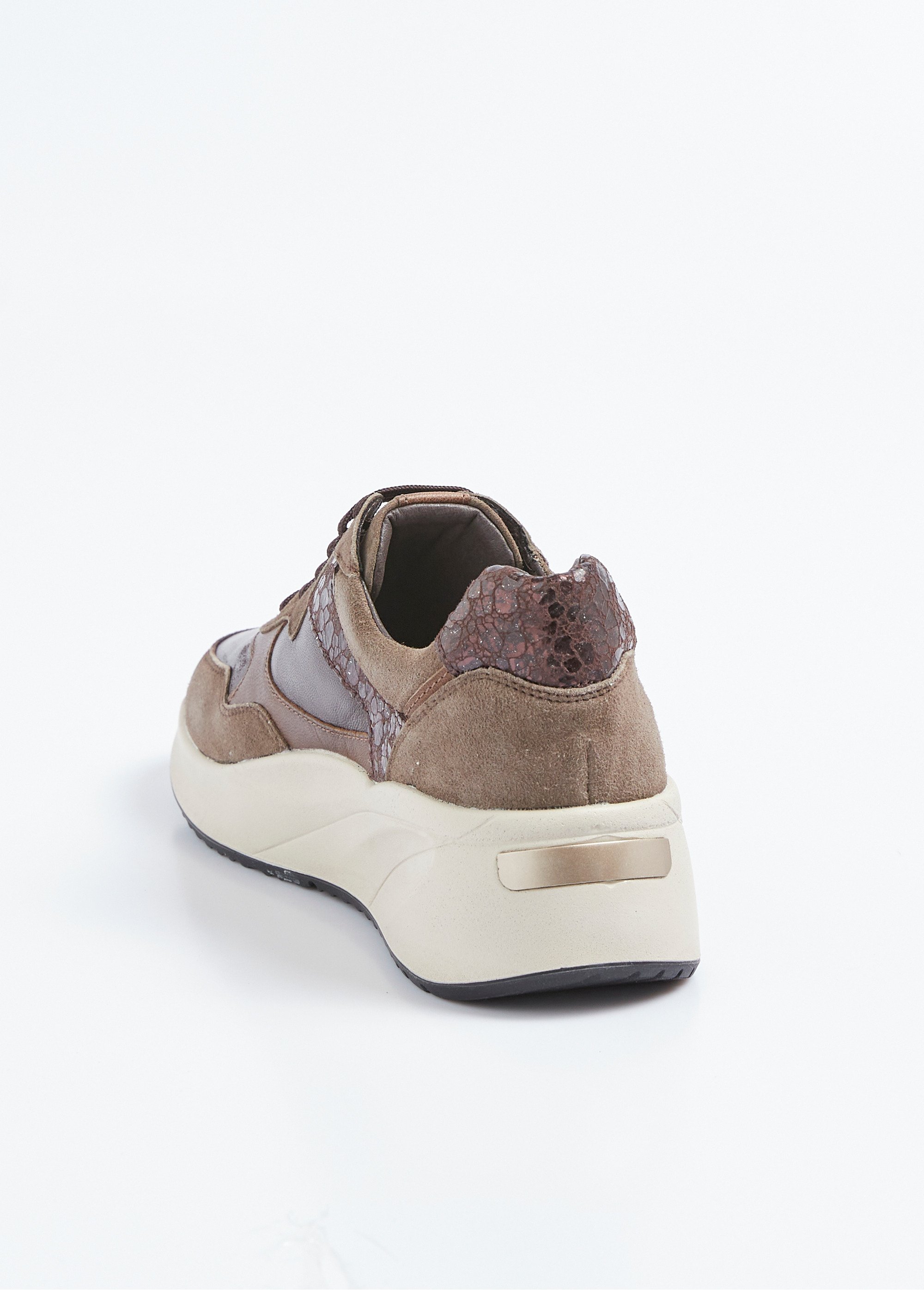 Baskets sportswear en cuir multimatières Femme Marron TOMCECILIA502 DO1