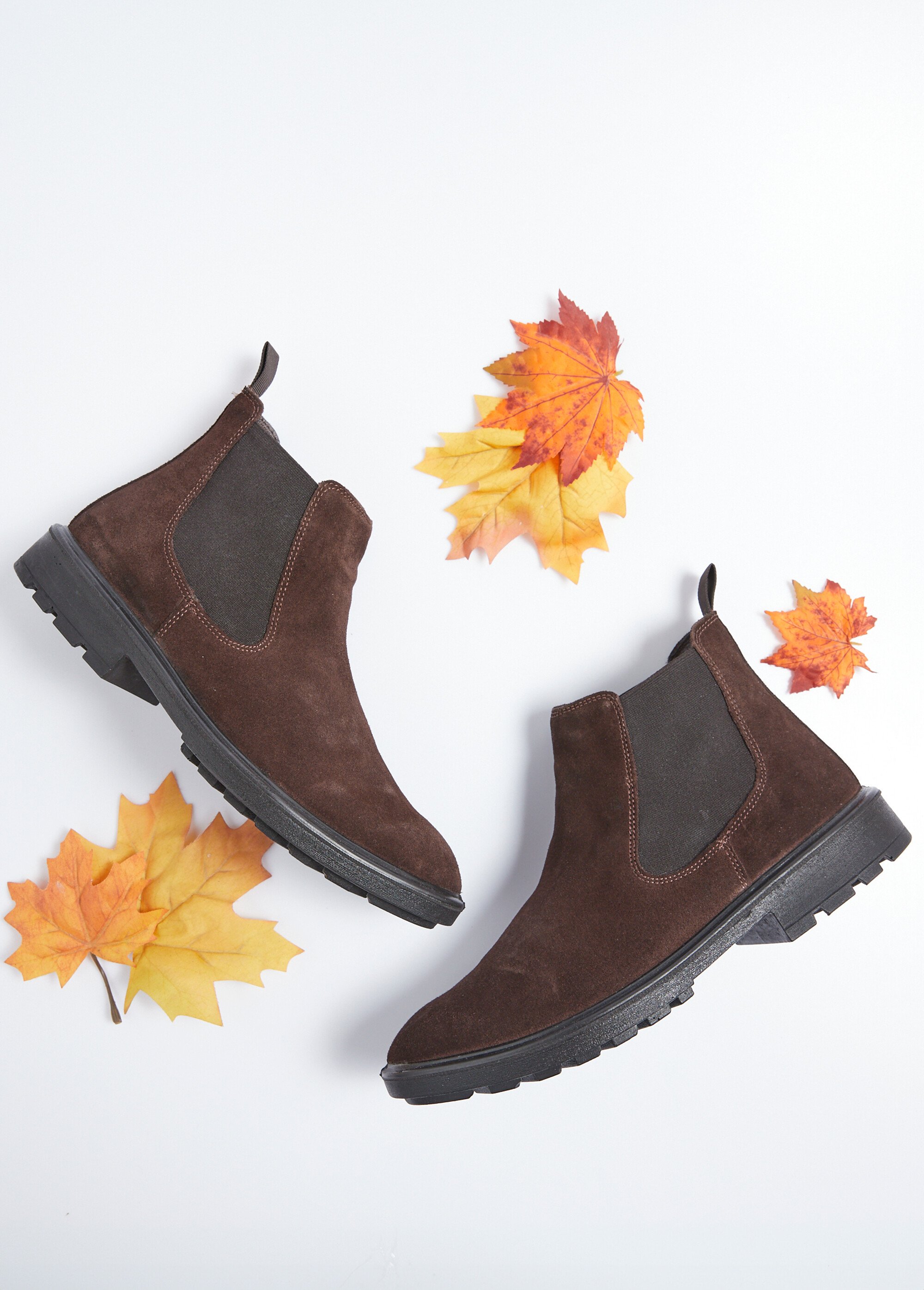 Boots Chelsea pour homme en cuir velours Homme Marron TOMDIXON505 SF1