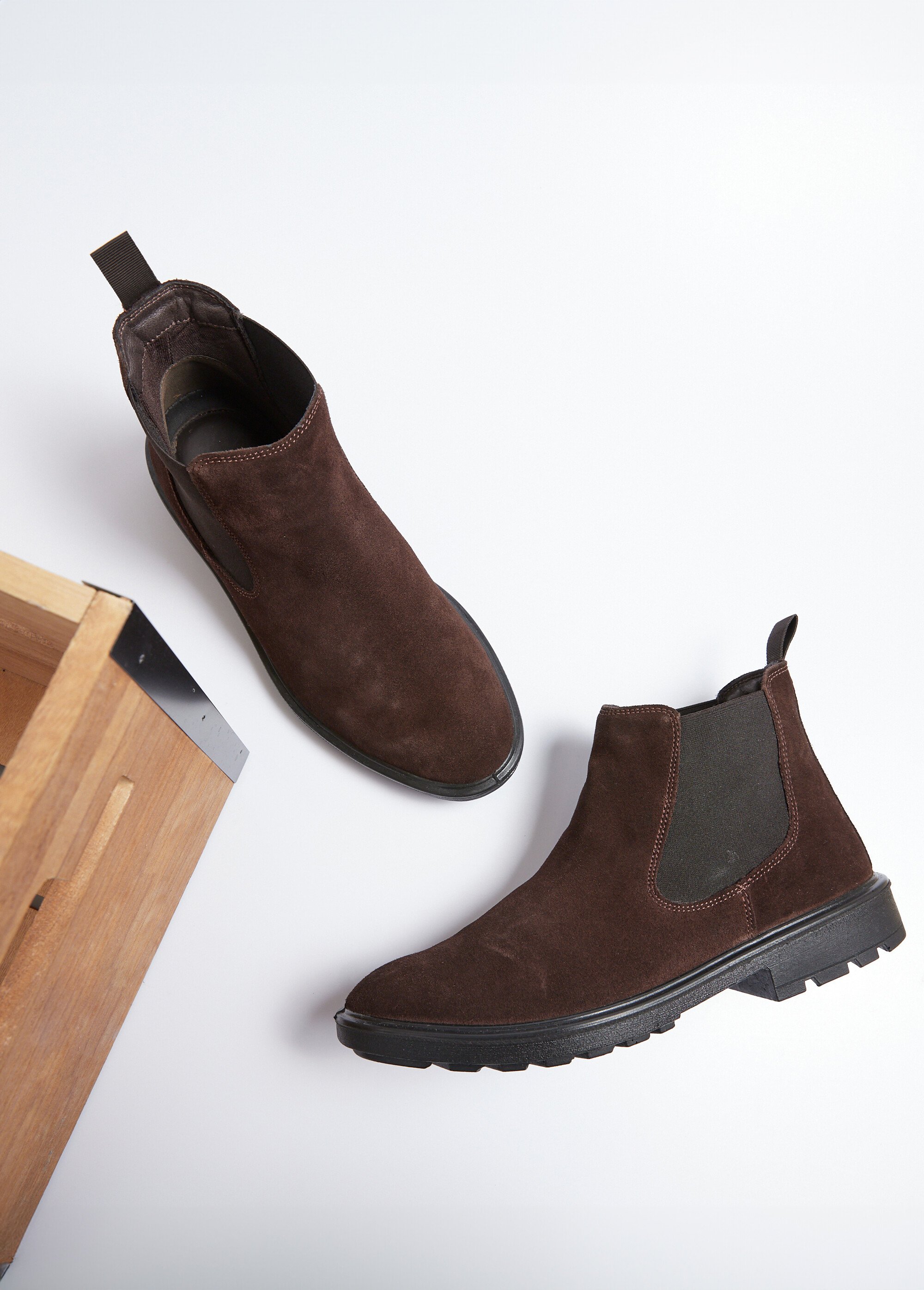 Boots Chelsea pour homme en cuir velours Homme Marron TOMDIXON505 SF2