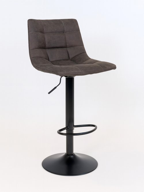 Chaise de bar matelassée en microfibre 2G GRIS HN-1001302 FA1