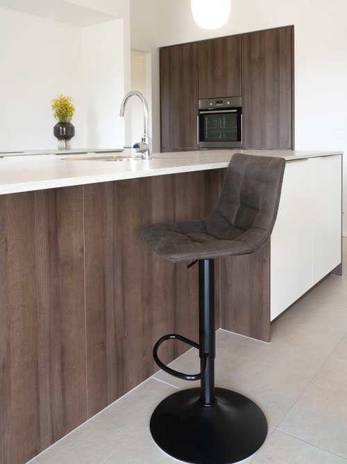 Chaise de bar matelassée en microfibre 2G GRIS HN-1001302 SI1