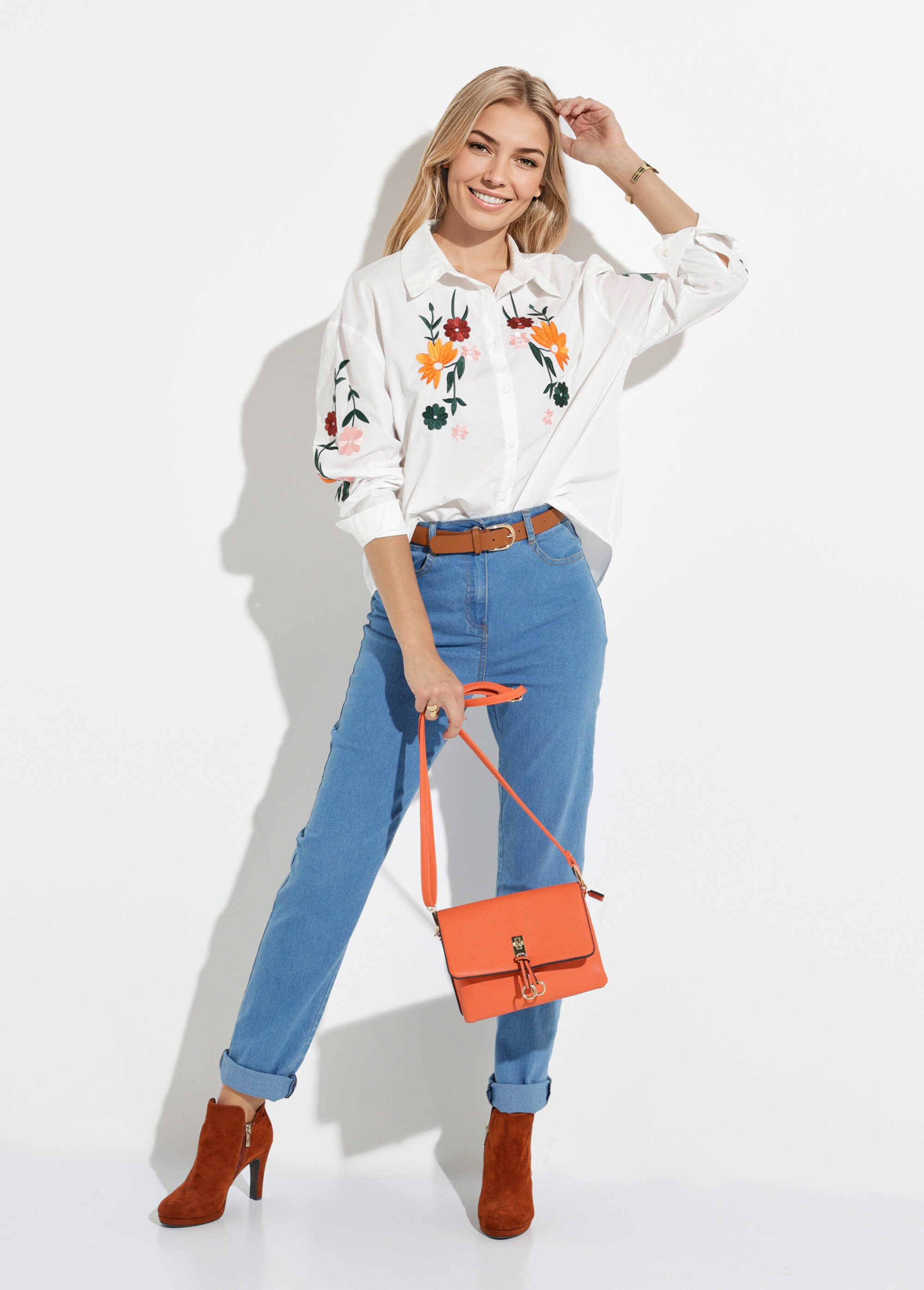 Chemisier long boutonné brodé polycoton Femme MULTICOLORE CHARLINE SI1