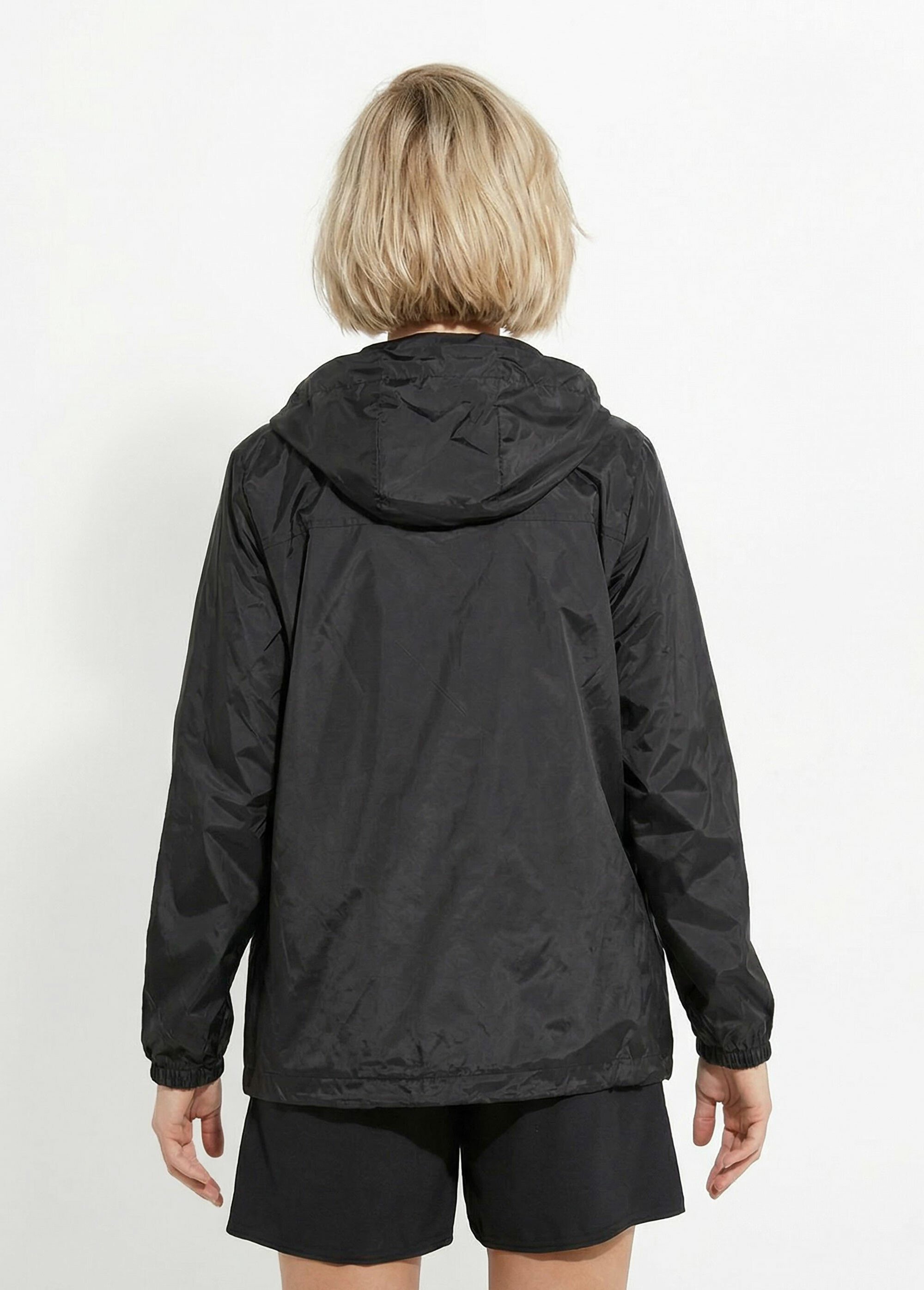 Coupe vent déperlant court uni à capuche