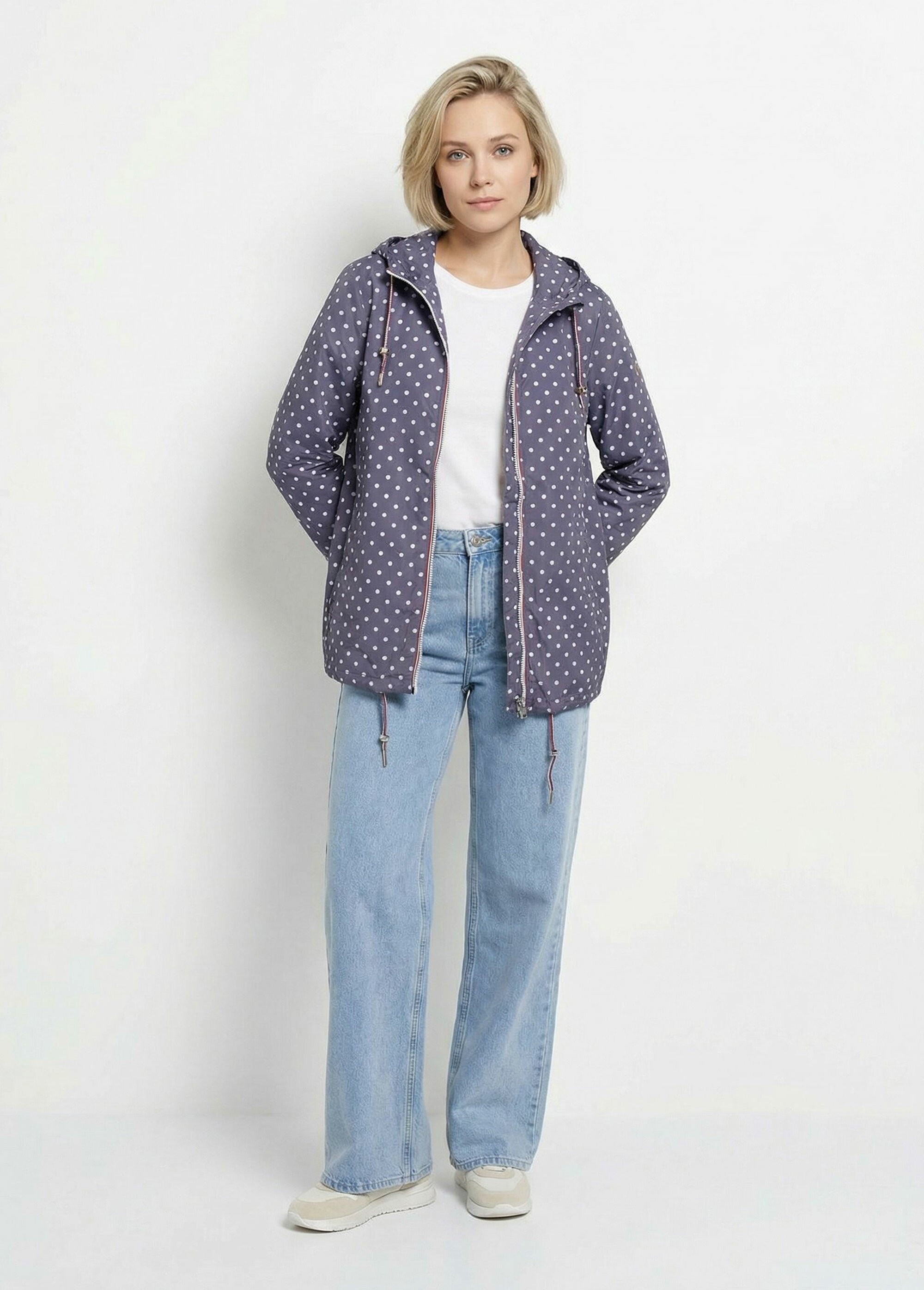 Coupe vent déperlant fantaisie, court Femme Bleu LJ-21017POIS SF1