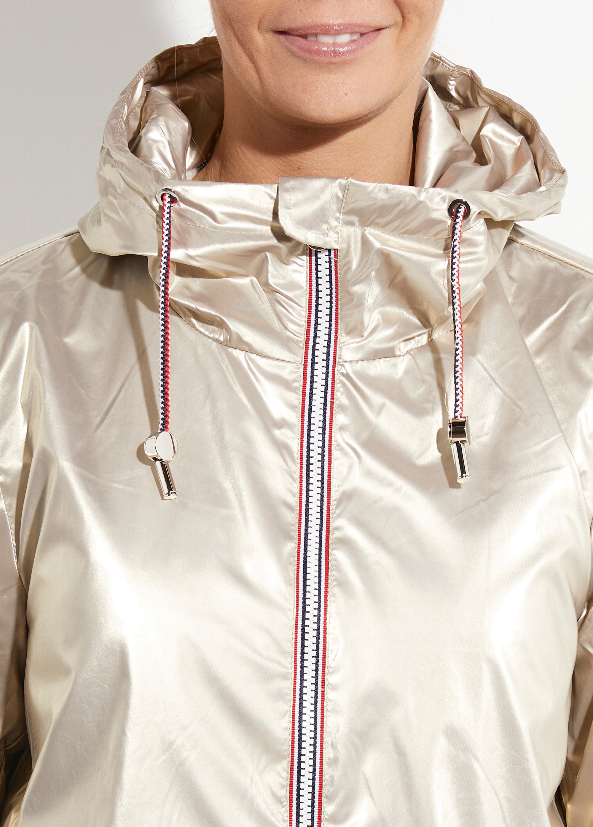 Coupe vent déperlant long à capuche Femme Doré LJ-23078 DE1