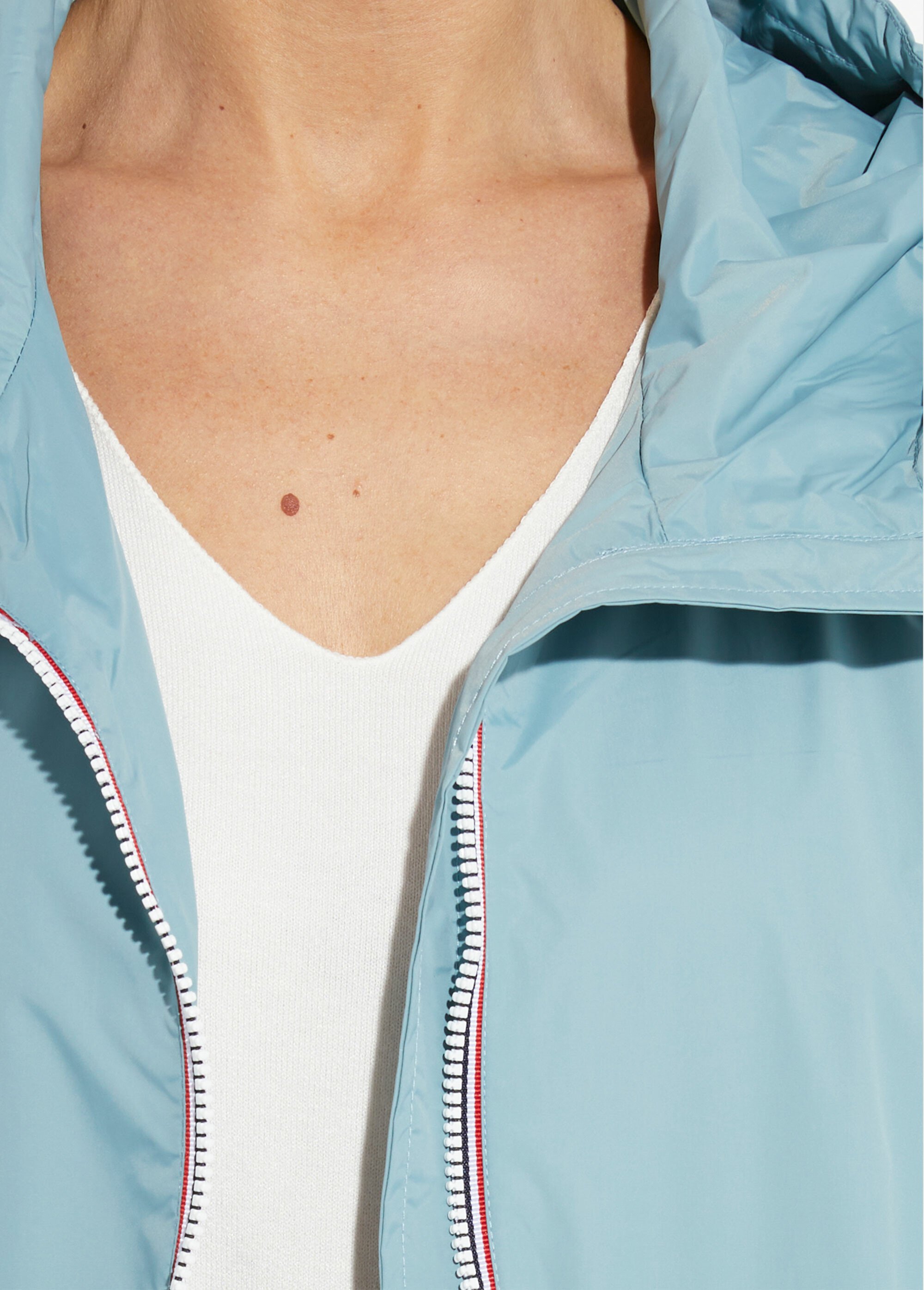 Coupe vent déperlant long à capuche Femme Bleu LJ-23078 DE1