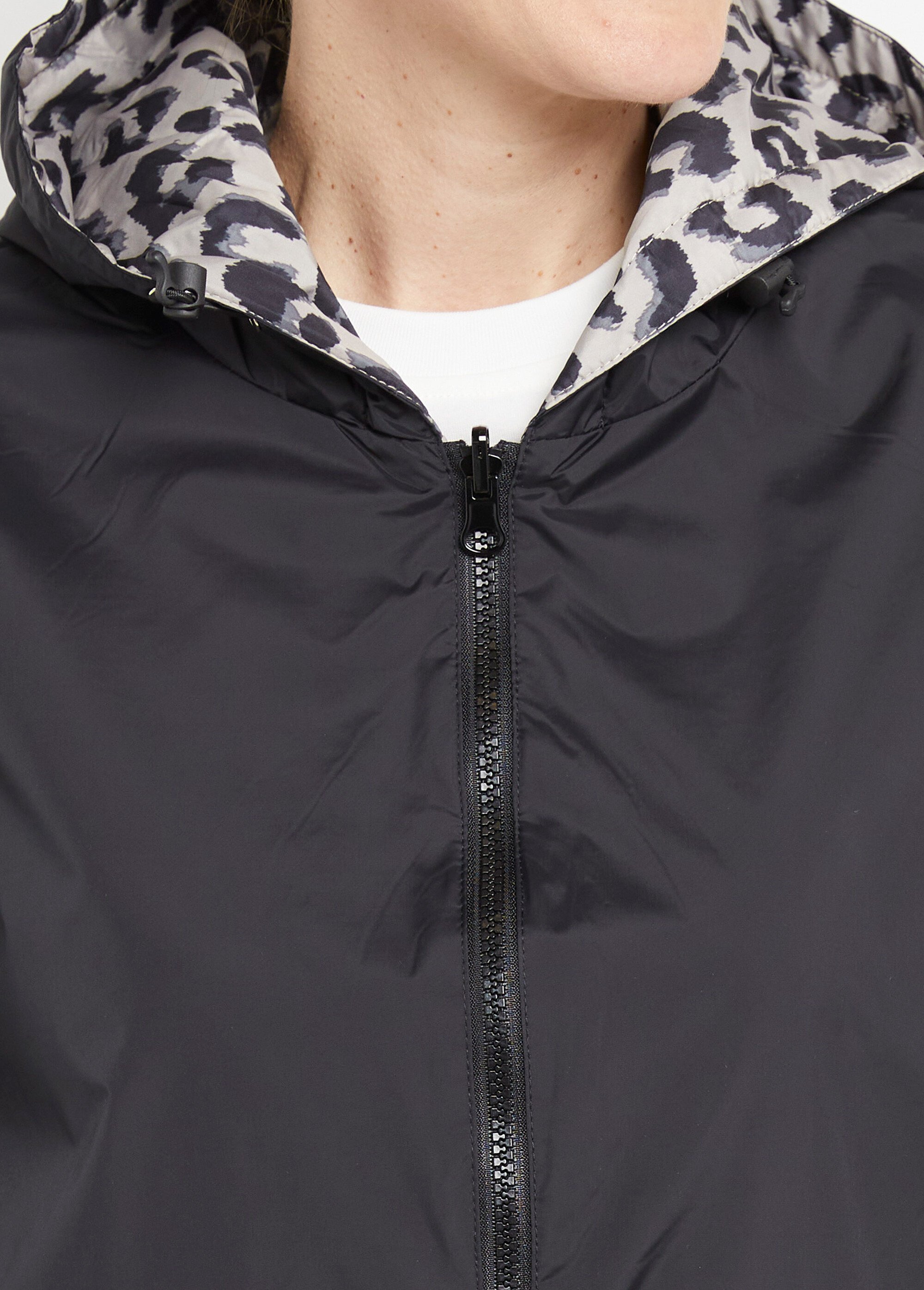 Coupe vent déperlant long motif léopard