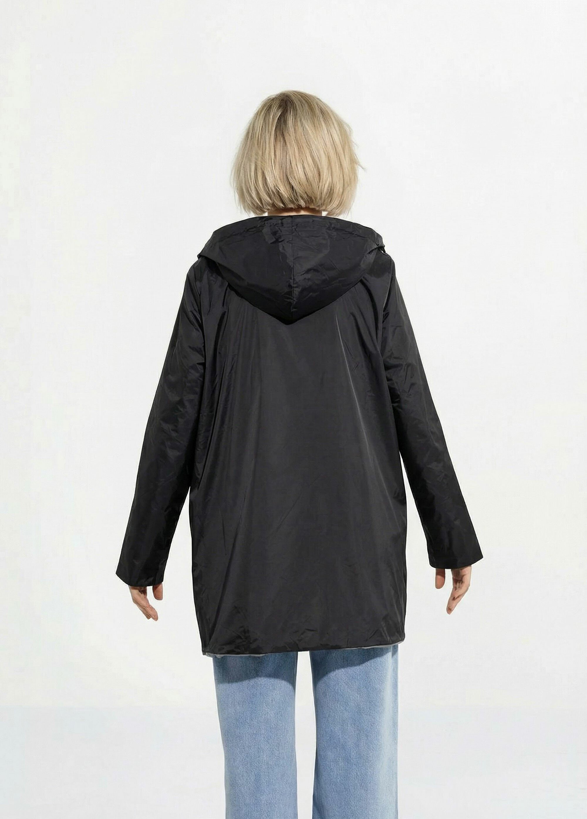 Coupe vent déperlant réversible, court Femme Noir LJ-5012UNI DO2