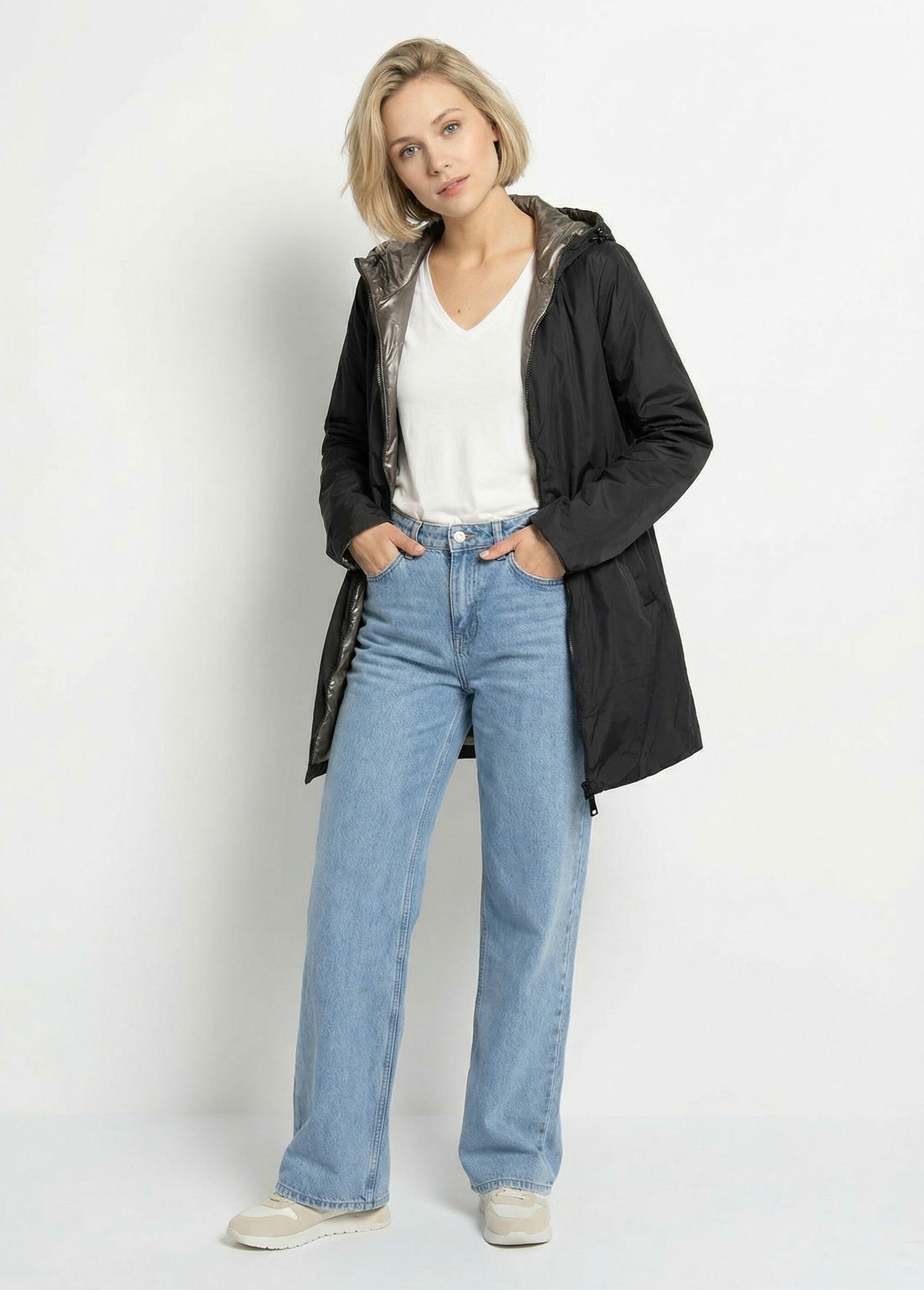 Coupe vent déperlant réversible, court Femme Noir LJ-5012UNI SF2