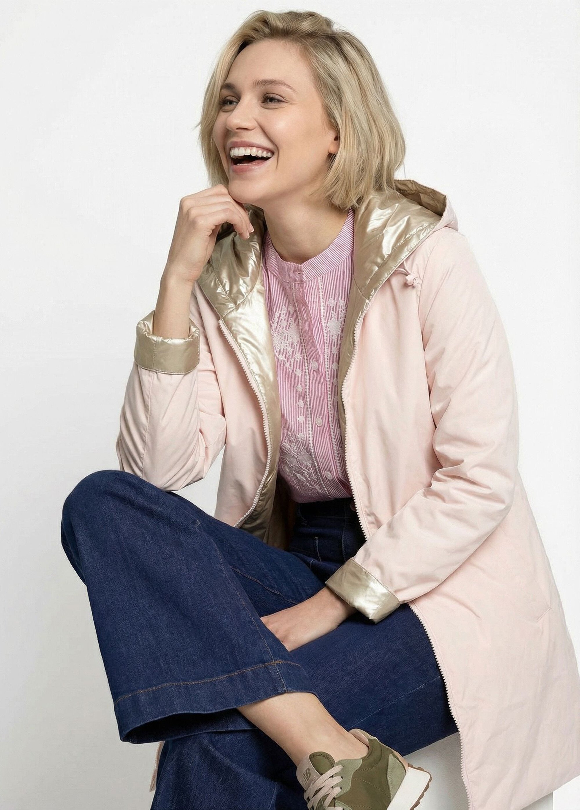 Coupe vent déperlant réversible, court Femme Rose LJ-5012UNI MV1