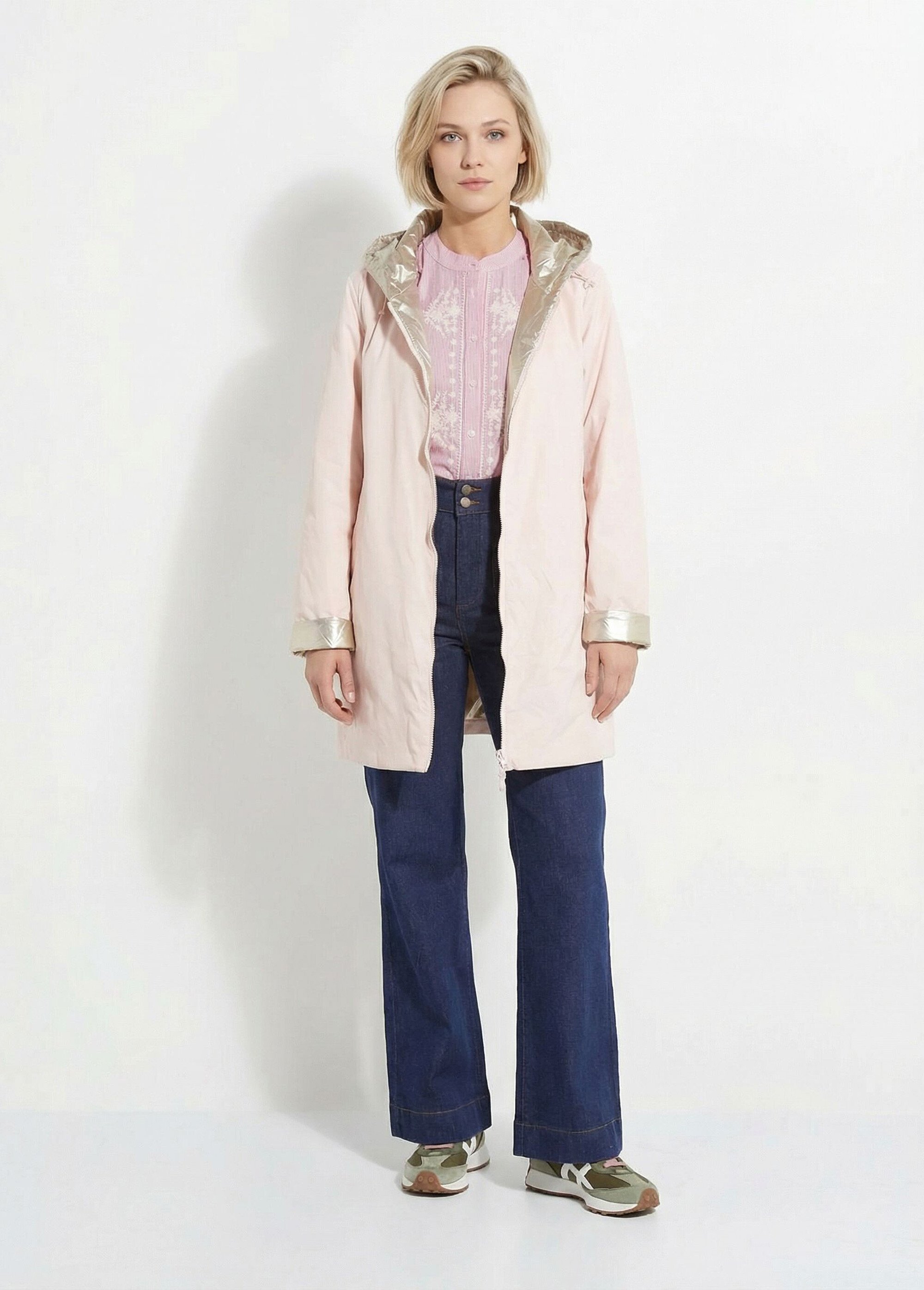 Coupe vent déperlant réversible, court Femme Rose LJ-5012UNI SF1