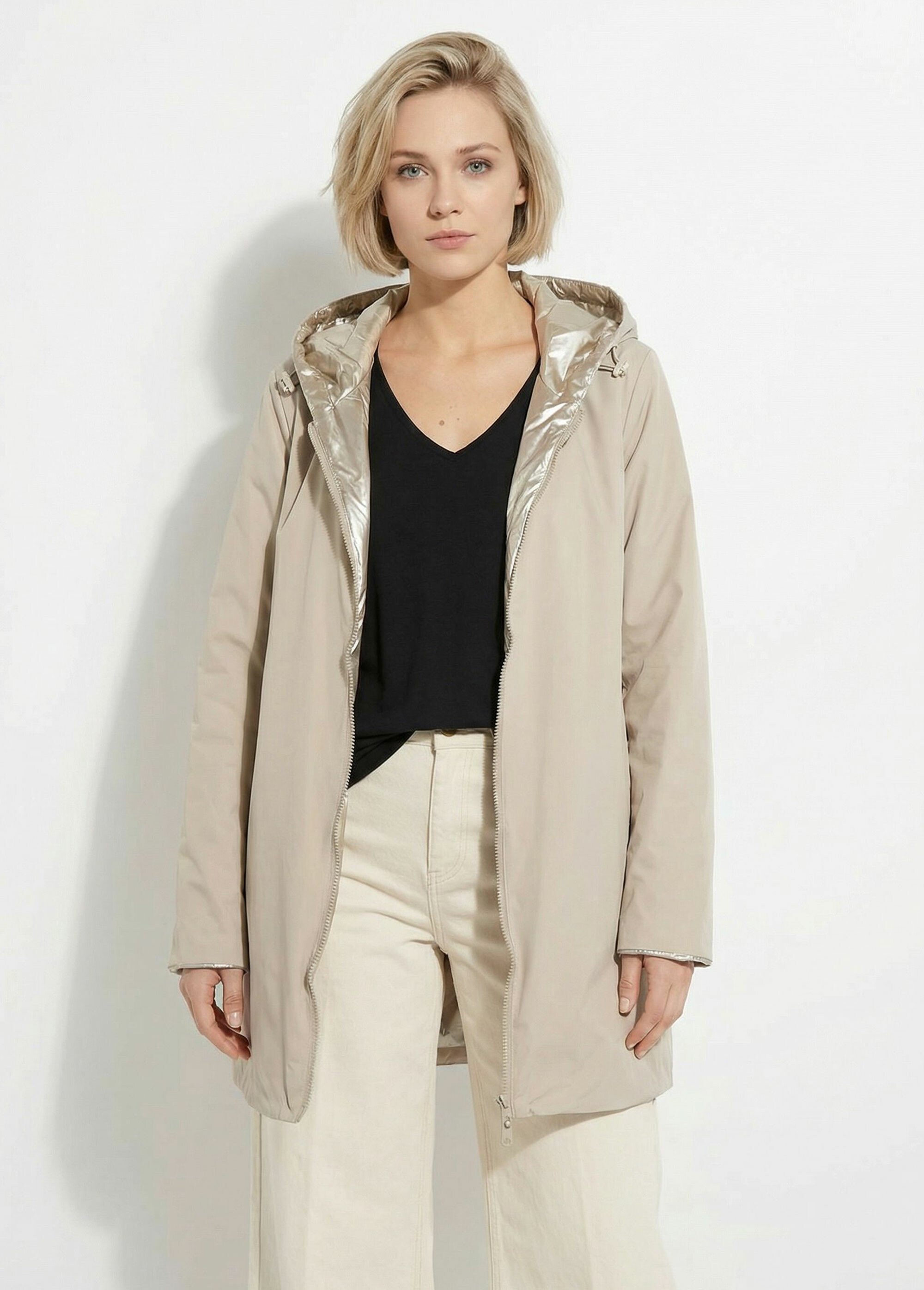 Coupe vent déperlant réversible, court Femme Beige LJ-5012UNI FA1