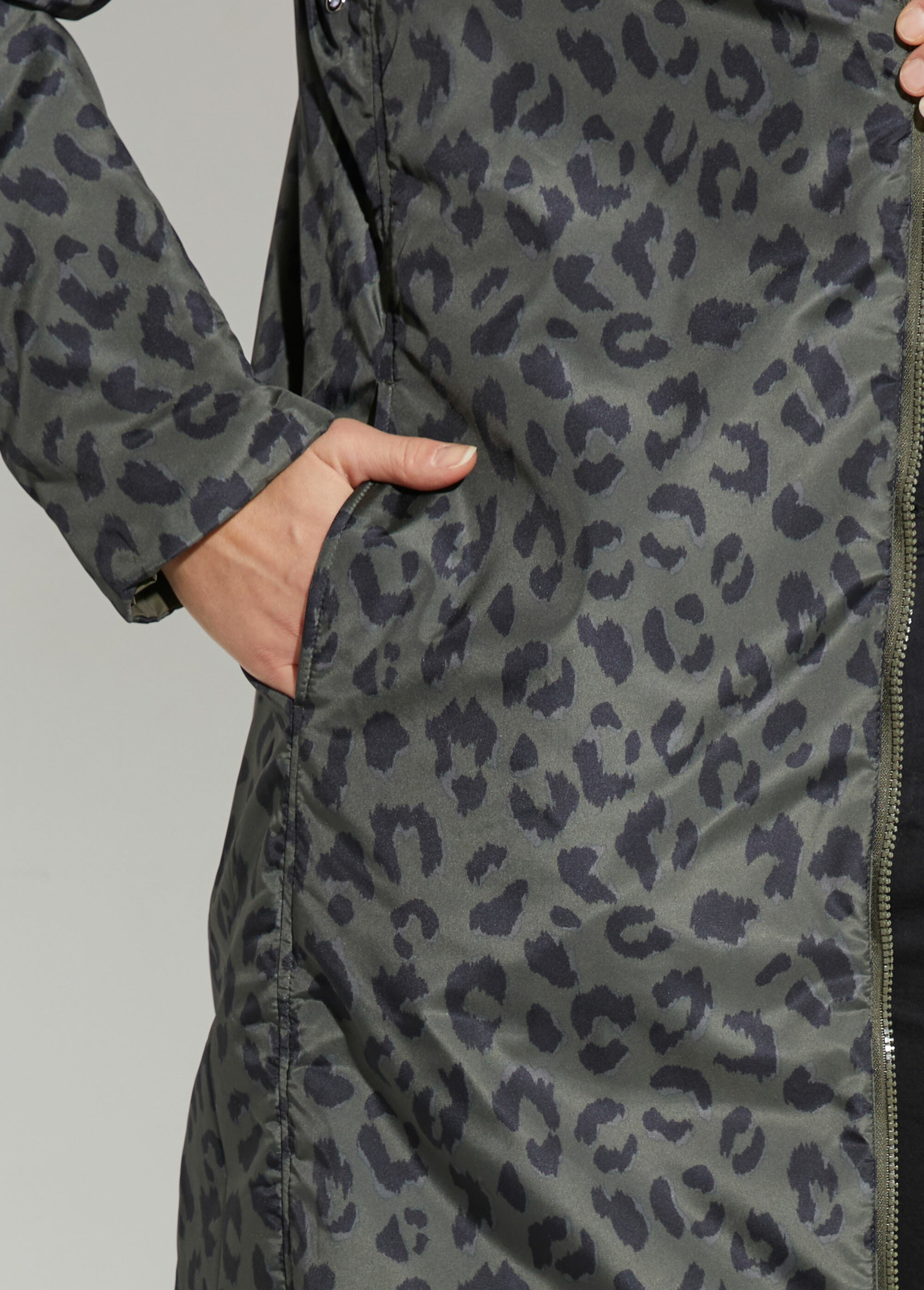 Coupe vent déperlant réversible léopard Femme Vert LJ-5012LEO DE1