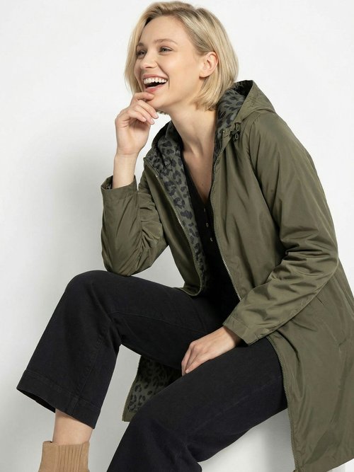 Coupe vent déperlant réversible léopard Femme Vert LJ-5012LEO MV1