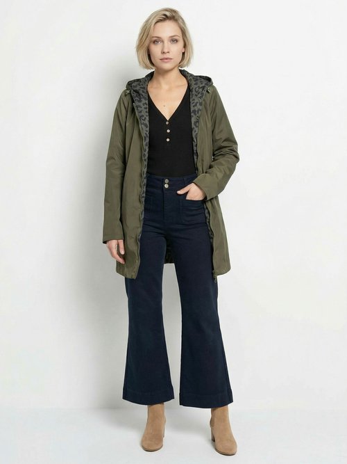 Coupe vent déperlant réversible léopard Femme Vert LJ-5012LEO SF2