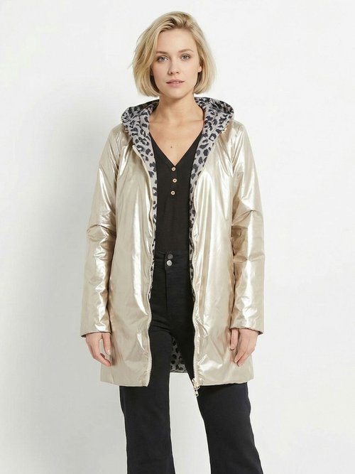 Coupe vent déperlant réversible léopard Femme Doré LJ-5012LEO FA1