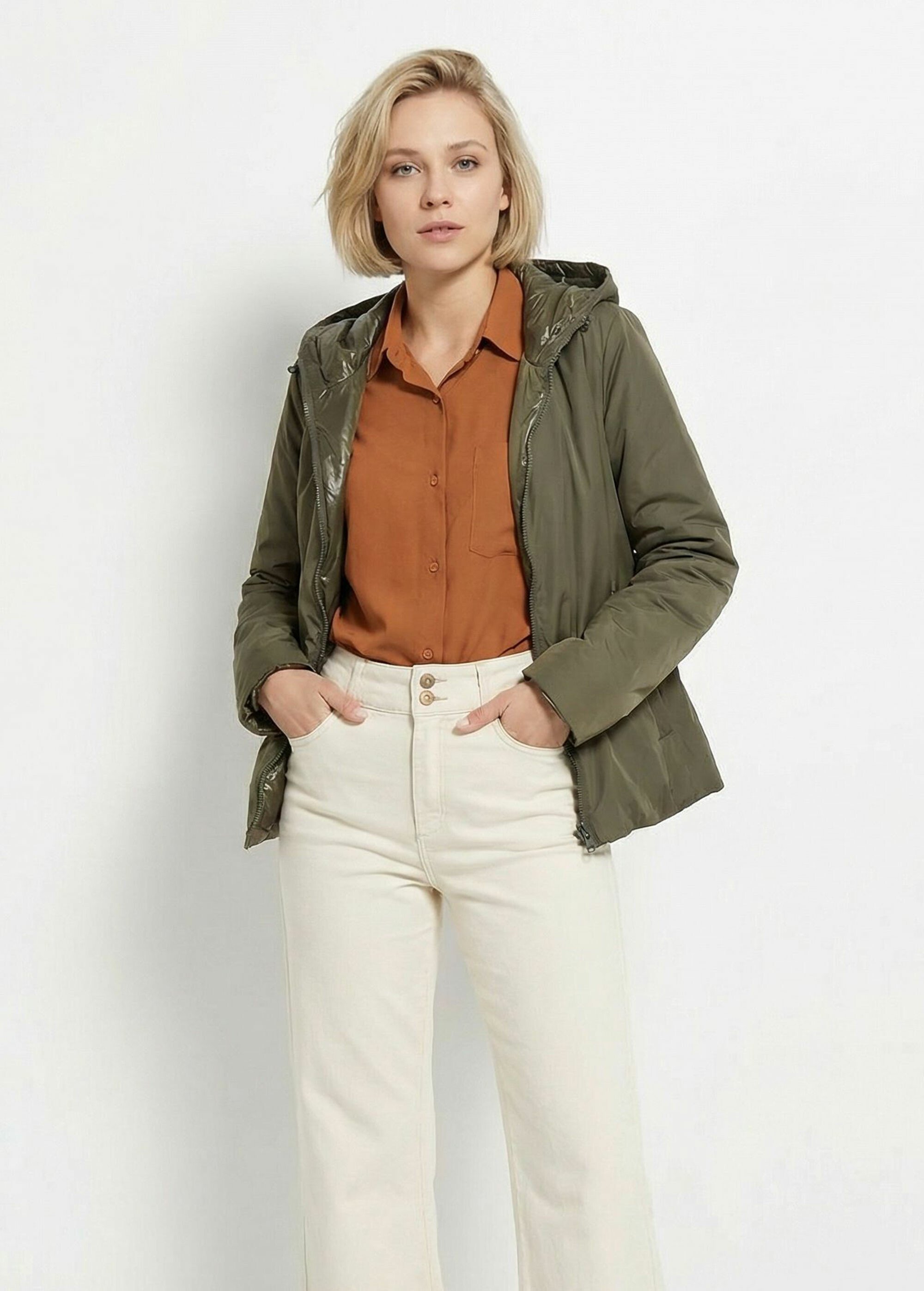 Coupe vent déperlant réversible, long Femme Vert LJ-5011UNI FA1