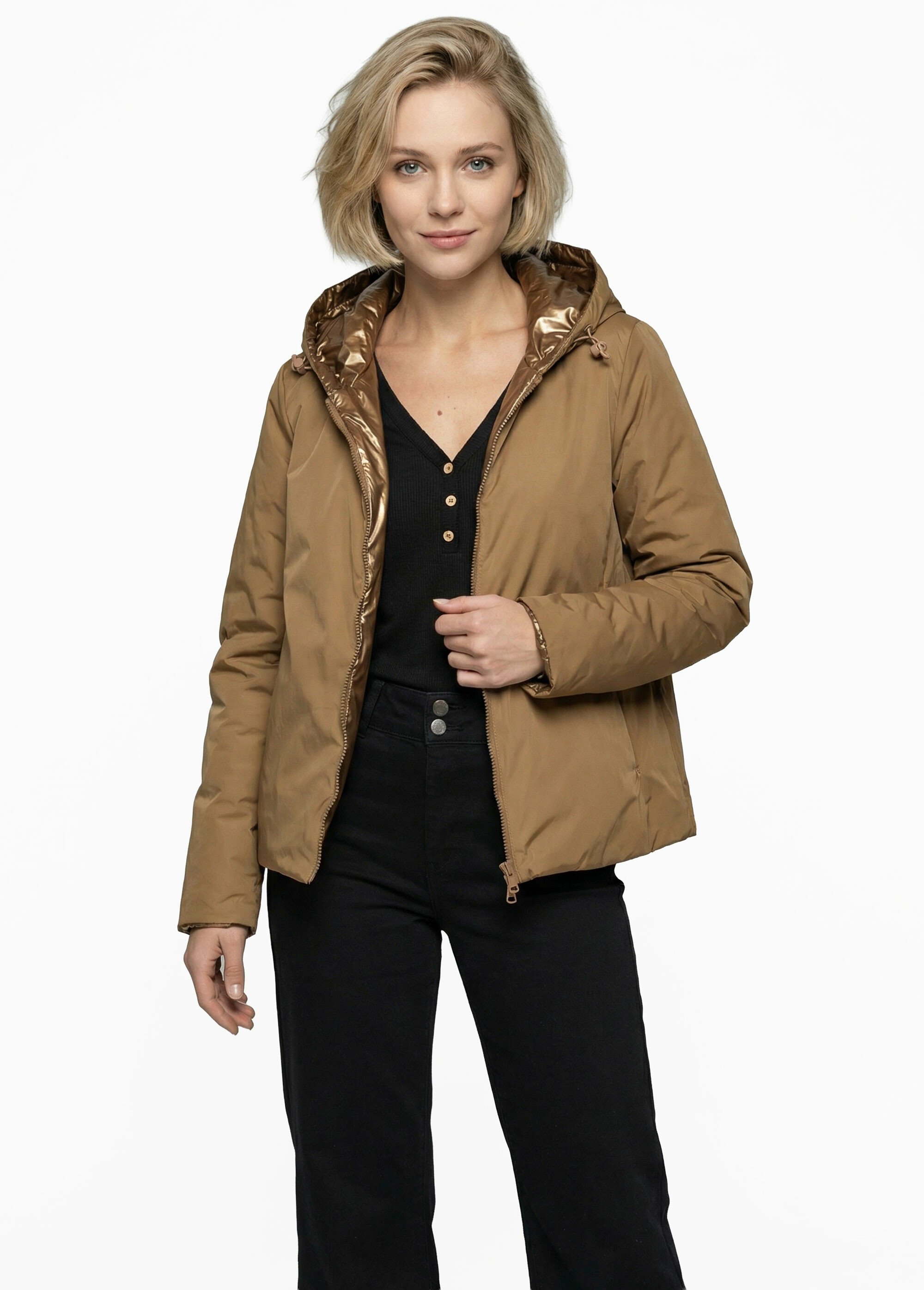 Coupe vent déperlant réversible, long Femme Marron LJ-5011UNI FA1