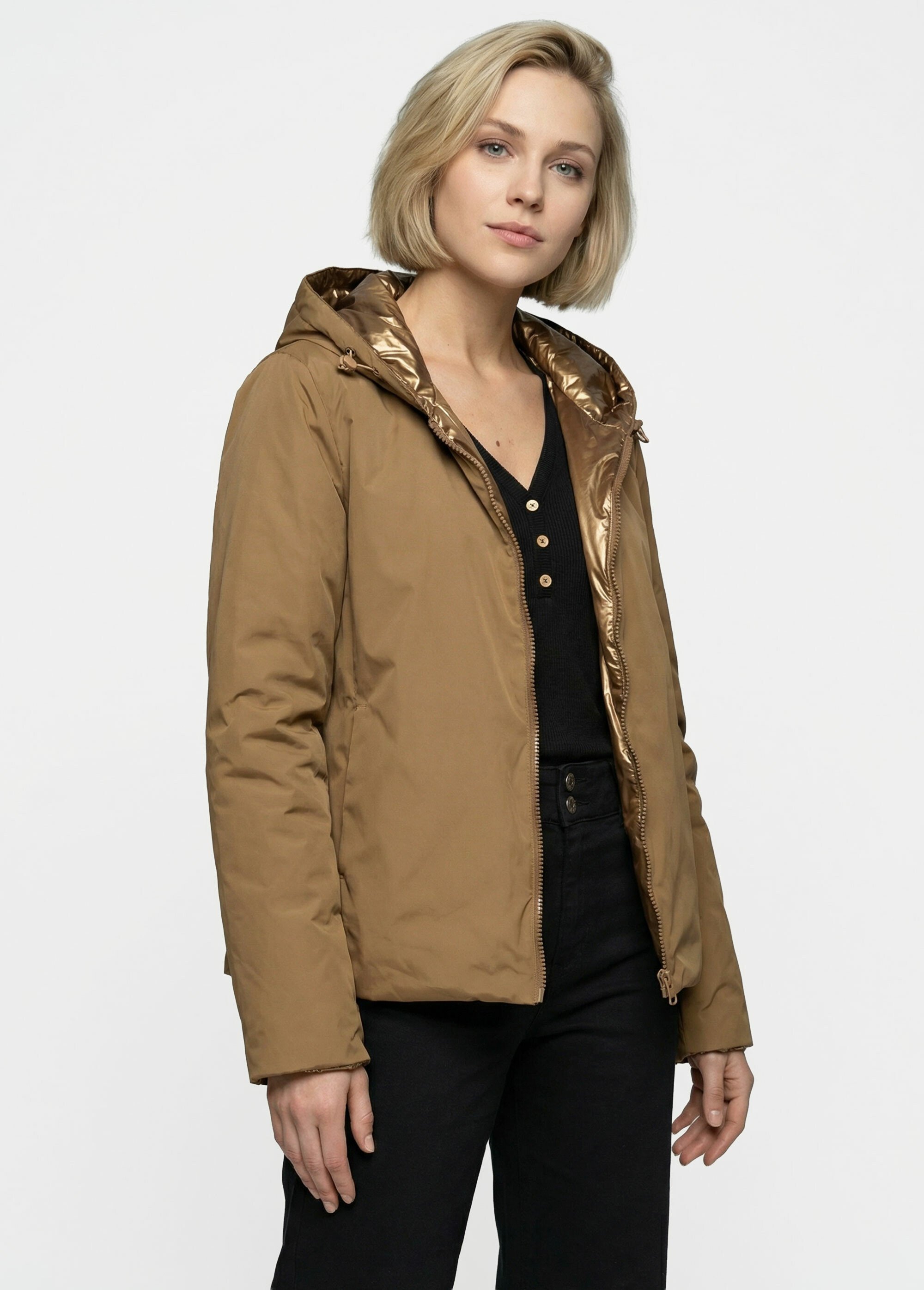 Coupe vent déperlant réversible, long Femme Marron LJ-5011UNI MV1