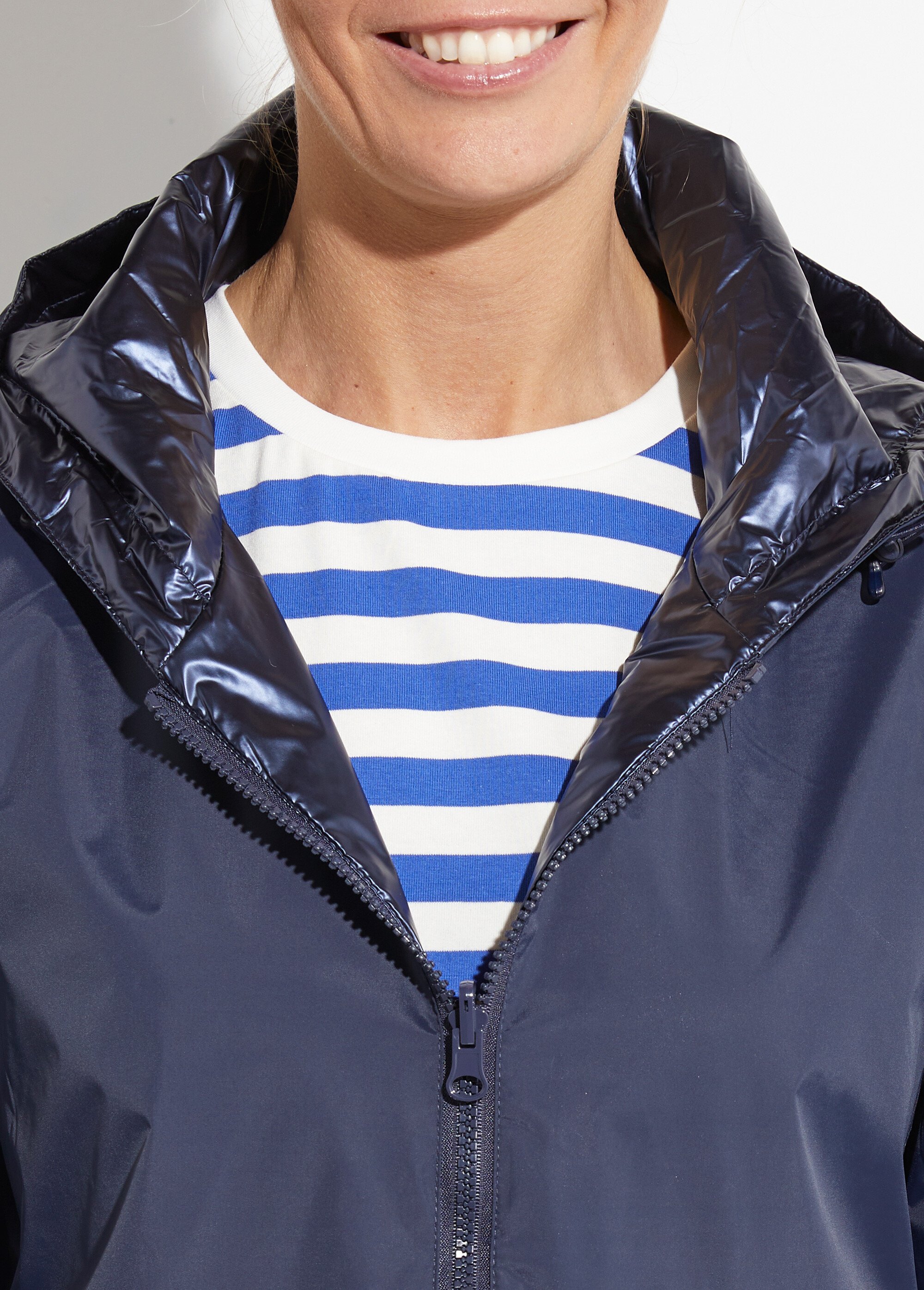 Coupe vent déperlant réversible, long Femme Bleu LJ-5011UNI DE1