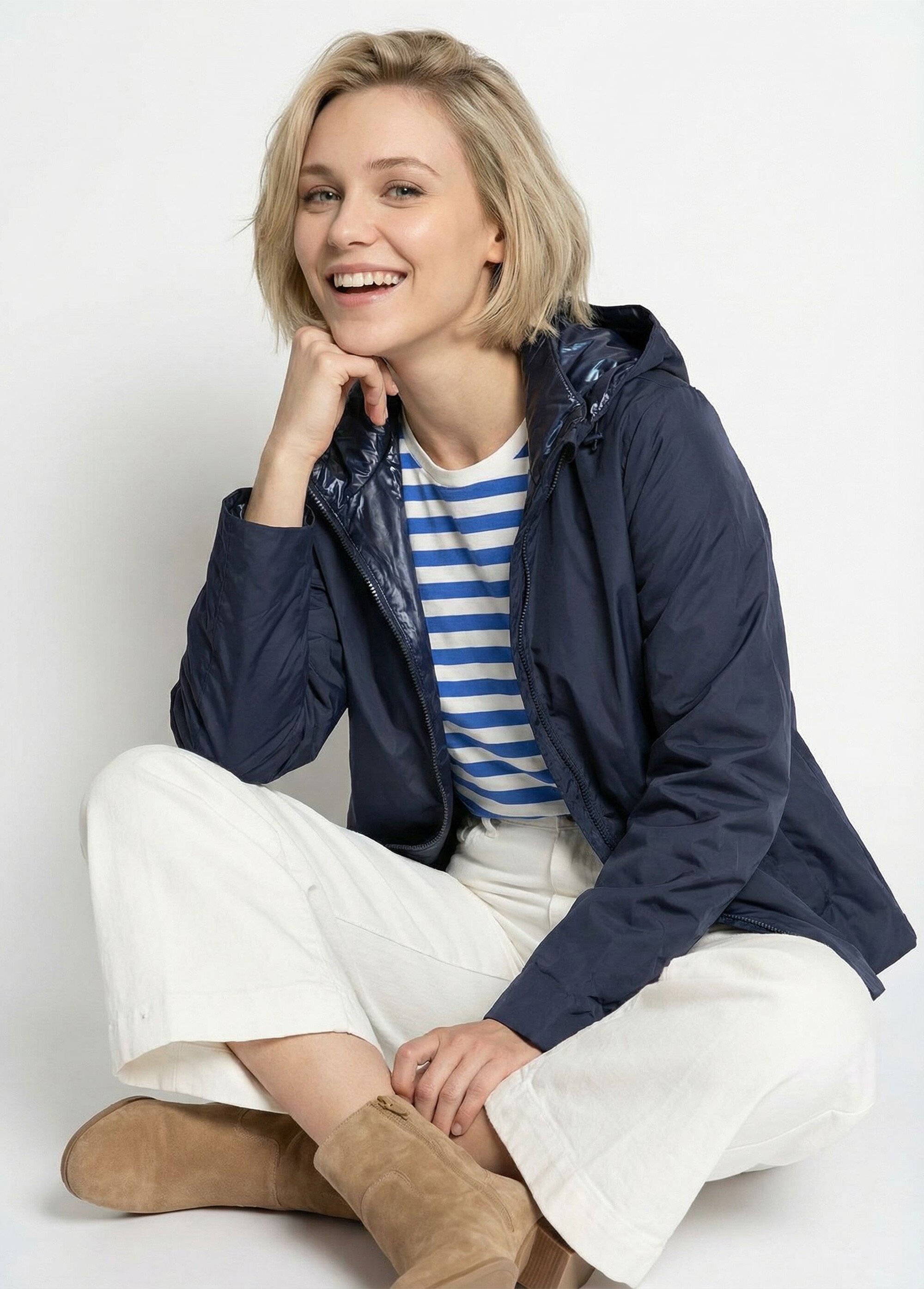 Coupe vent déperlant réversible, long Femme Bleu LJ-5011UNI MV1