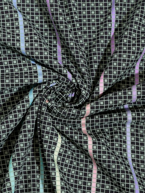 Coupon tissu habillement, mini carrés NOIR COT113205 FA1