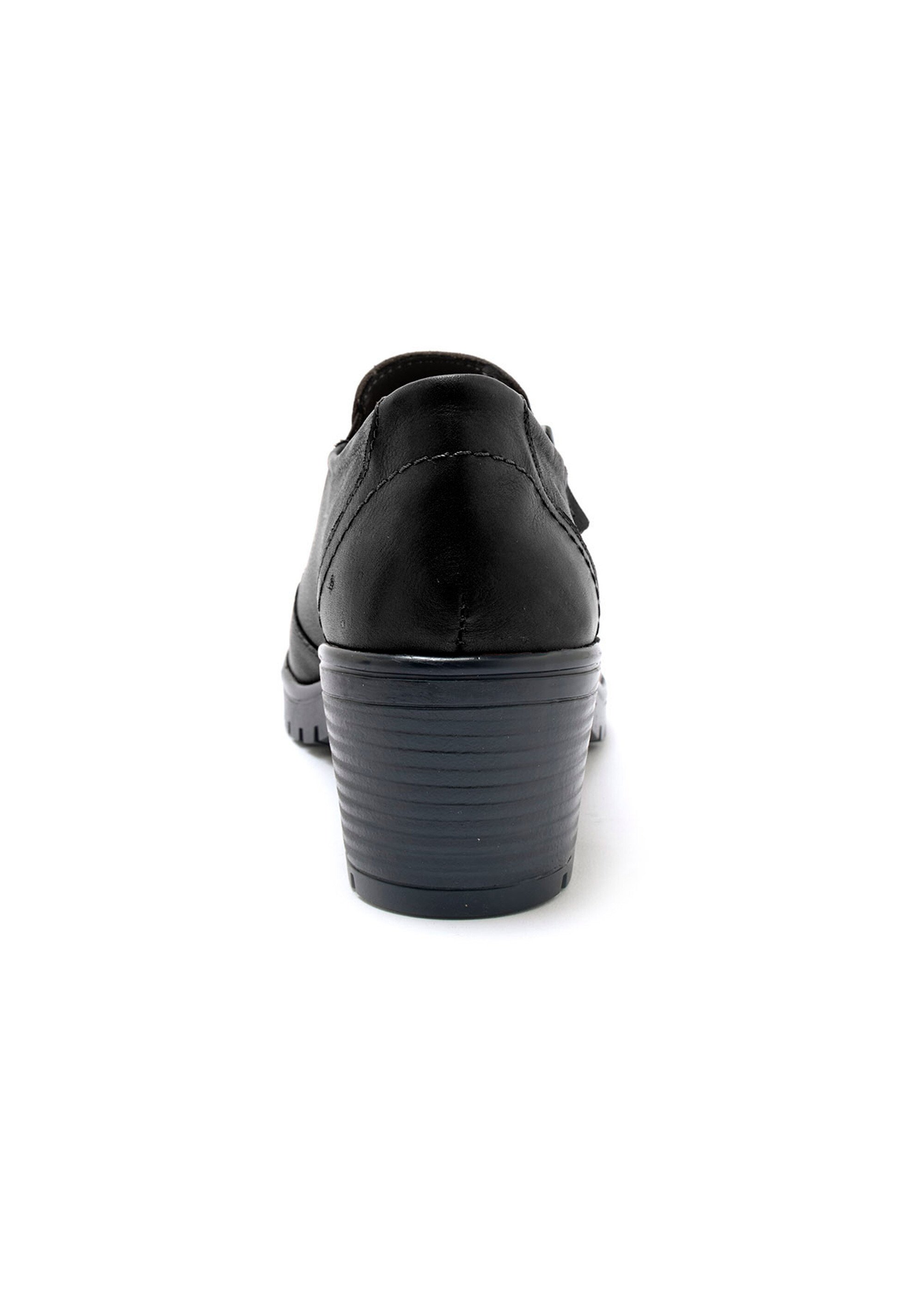 Derbies zippés à talon avec surpiqûres Femme Noir PED2011701 DO1