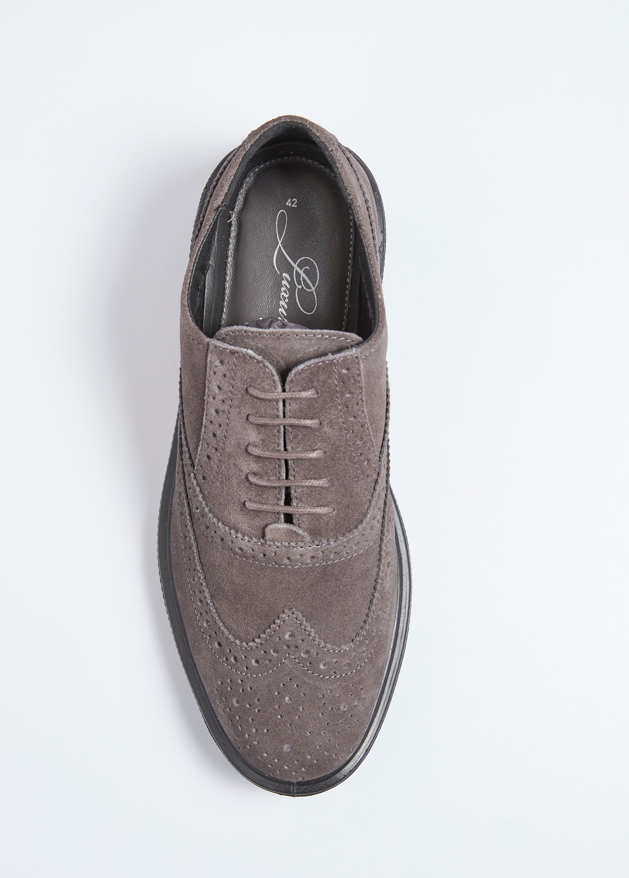Derby cuir perforations et bout fleuri Homme Gris TOMDIXON500 OV1