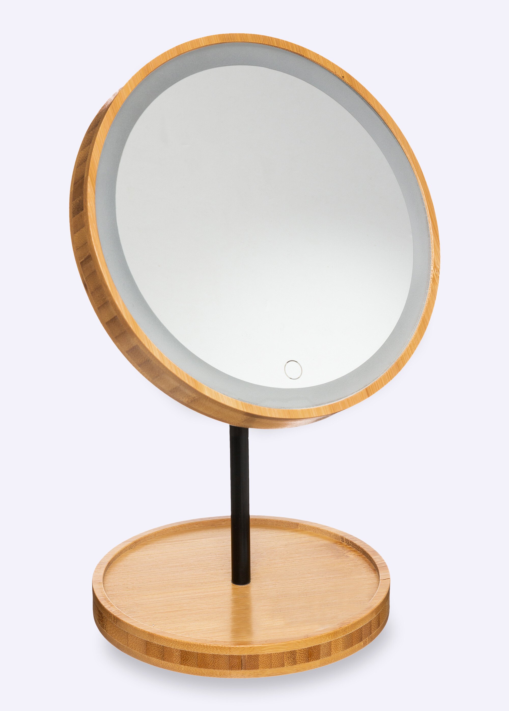 Miroir bambou LED, pivotant sur pied