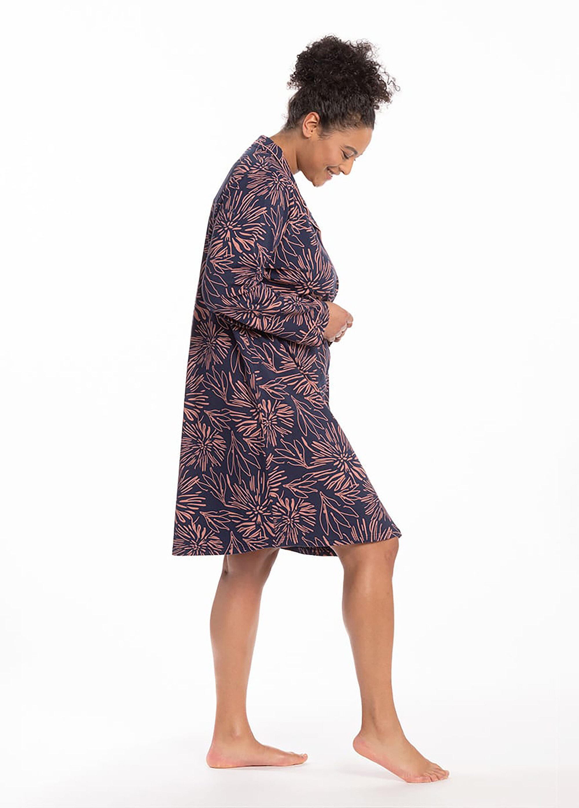 Chemise de nuit imprimée Femme Grande Taille Rose WADUA DR1