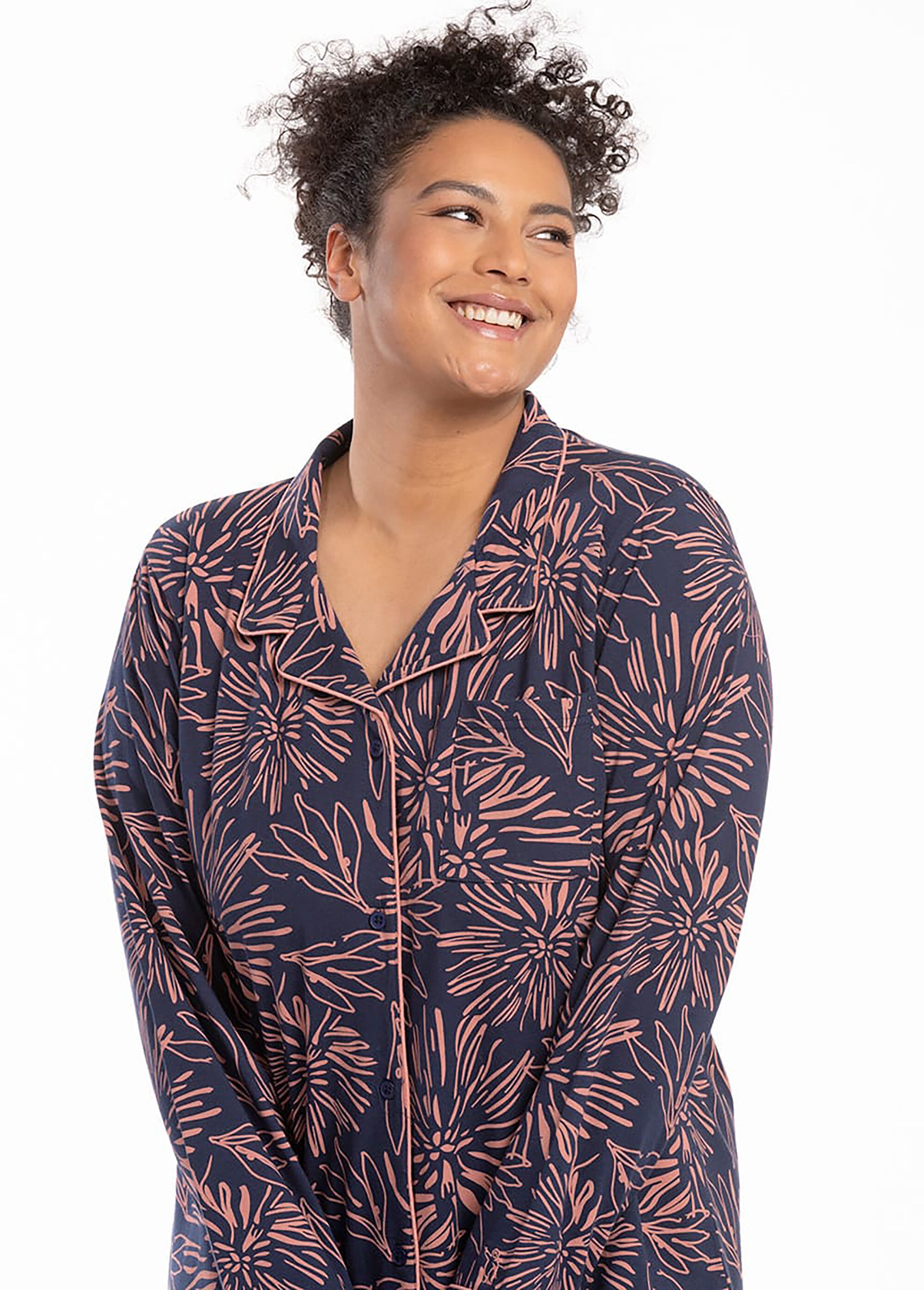 Chemise de nuit imprimée Femme Grande Taille Rose WADUA FA2
