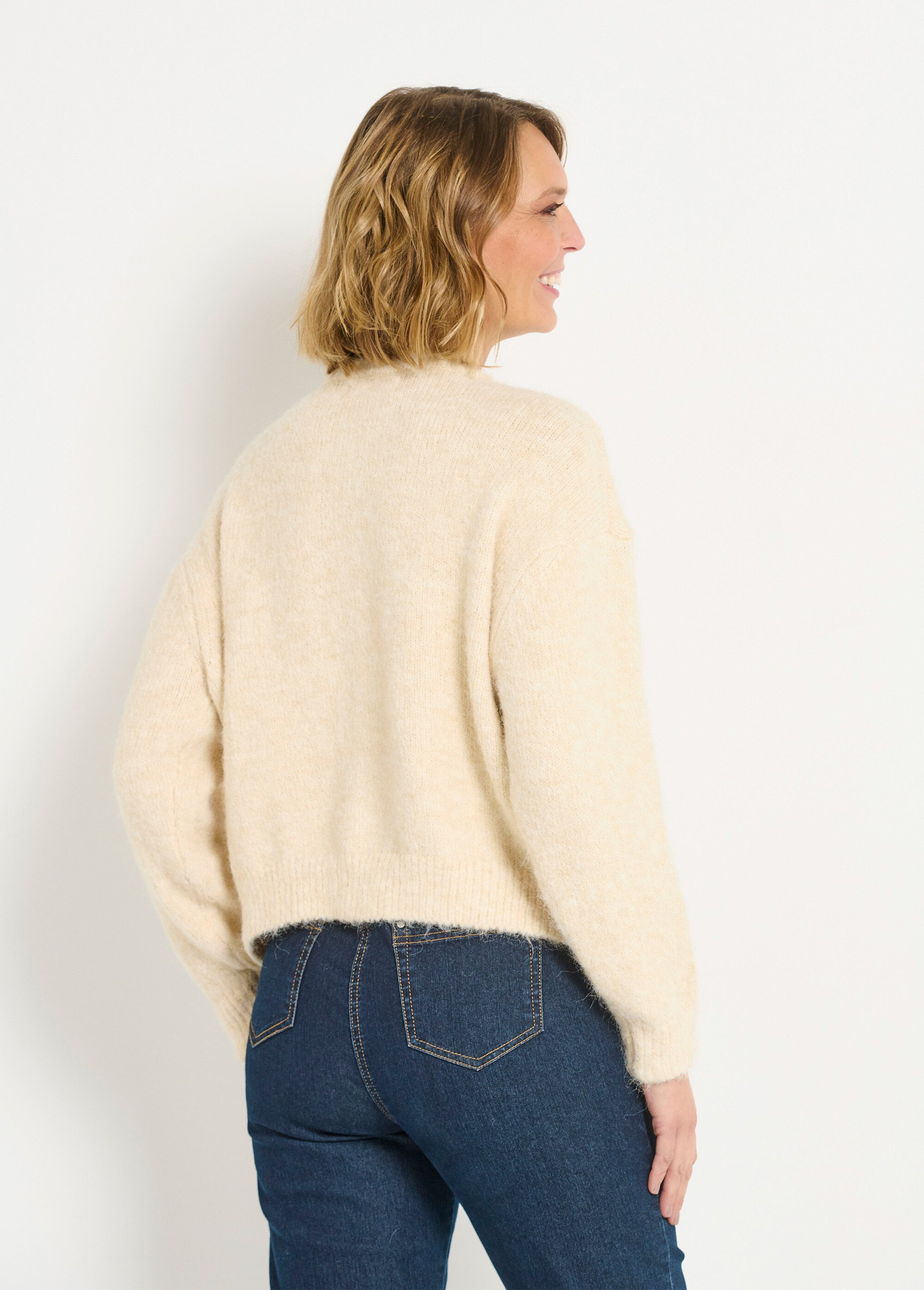 Gilet boutonné col rond chaud avec laine