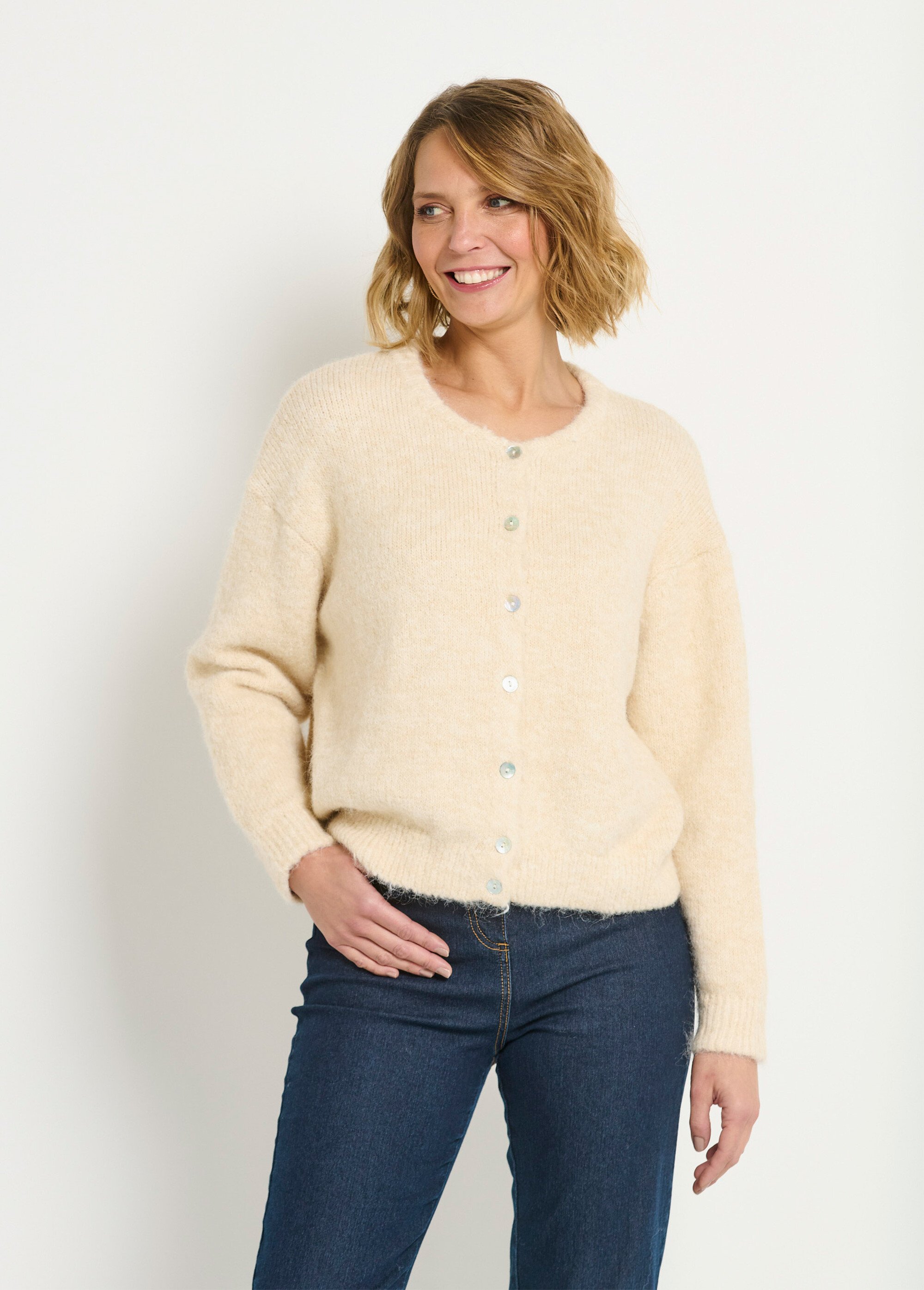 Gilet boutonné col rond chaud avec laine