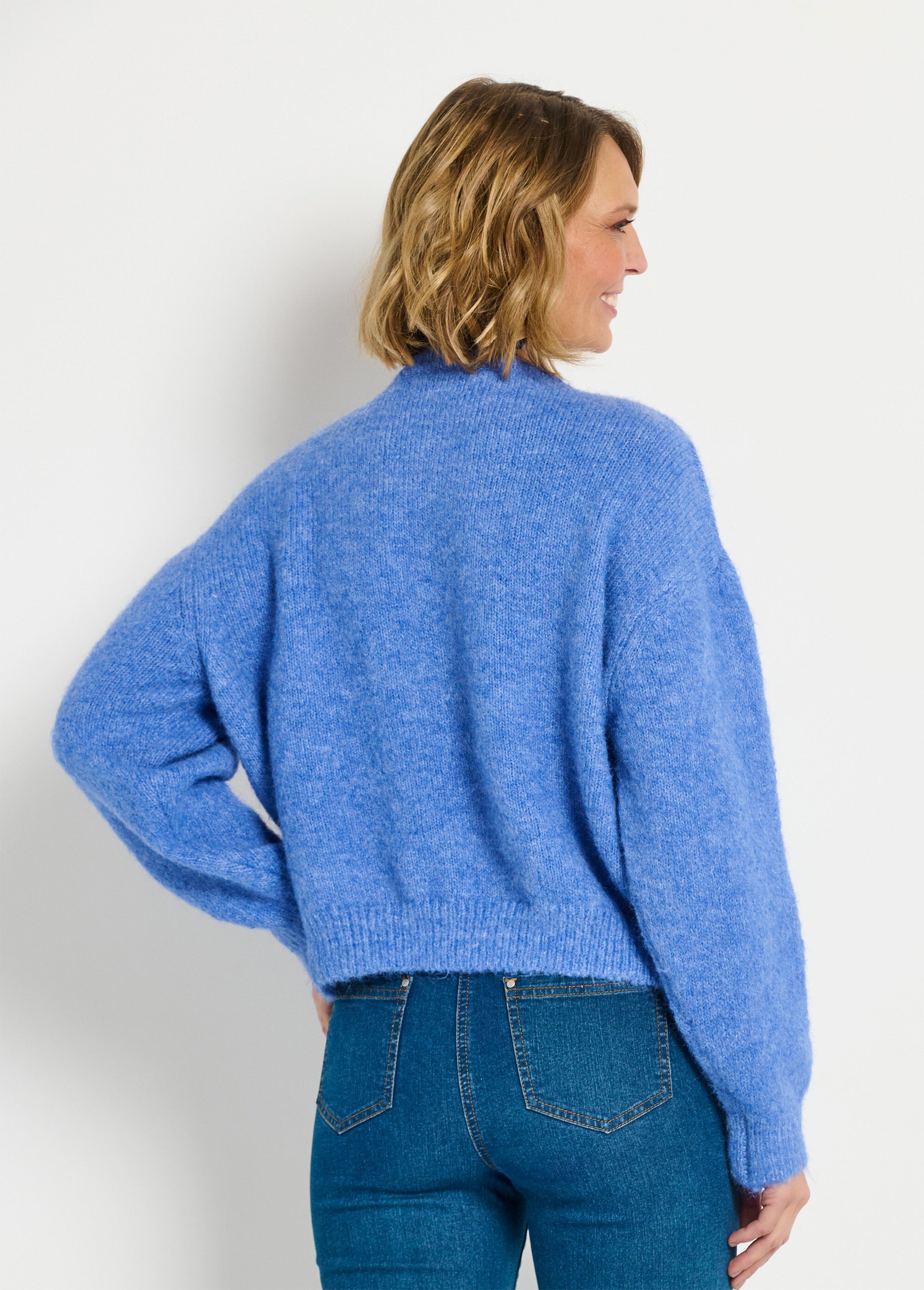 Gilet boutonné col rond chaud avec laine