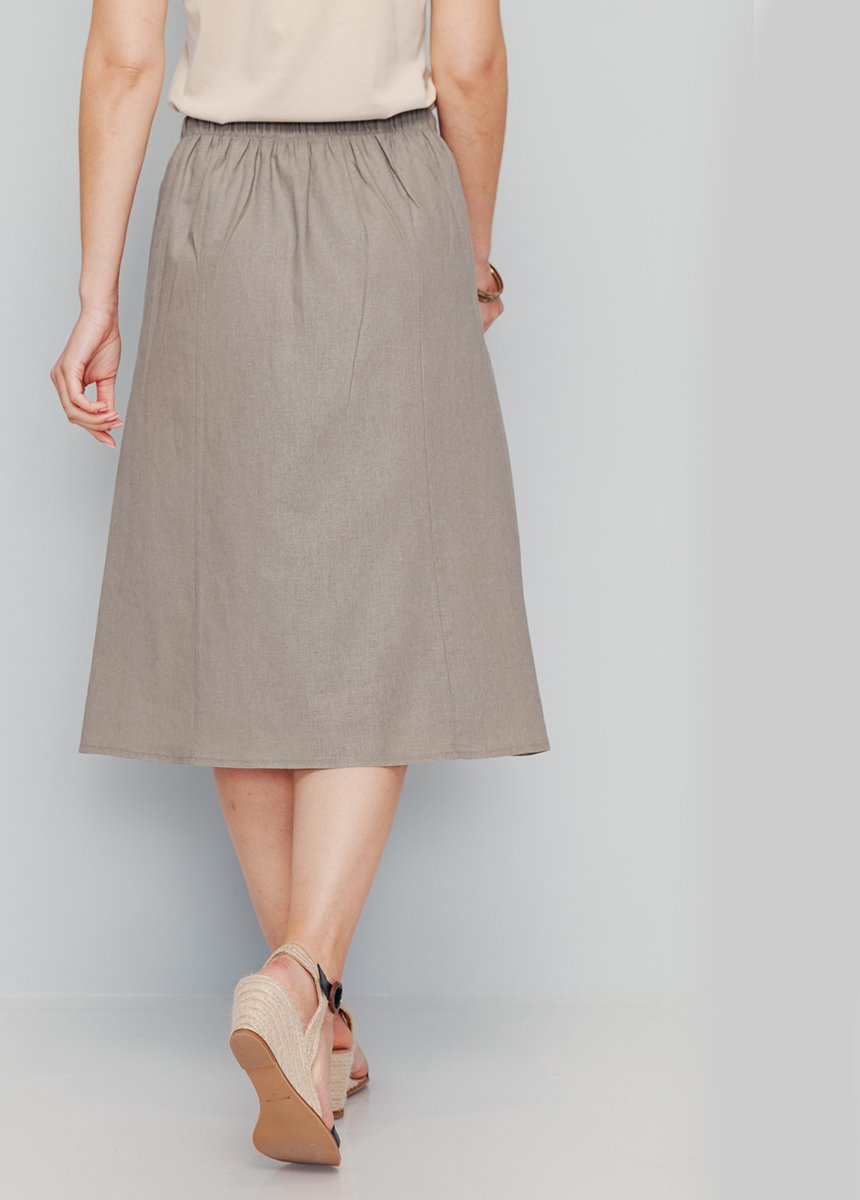 Jupe à panneaux en lin et viscose