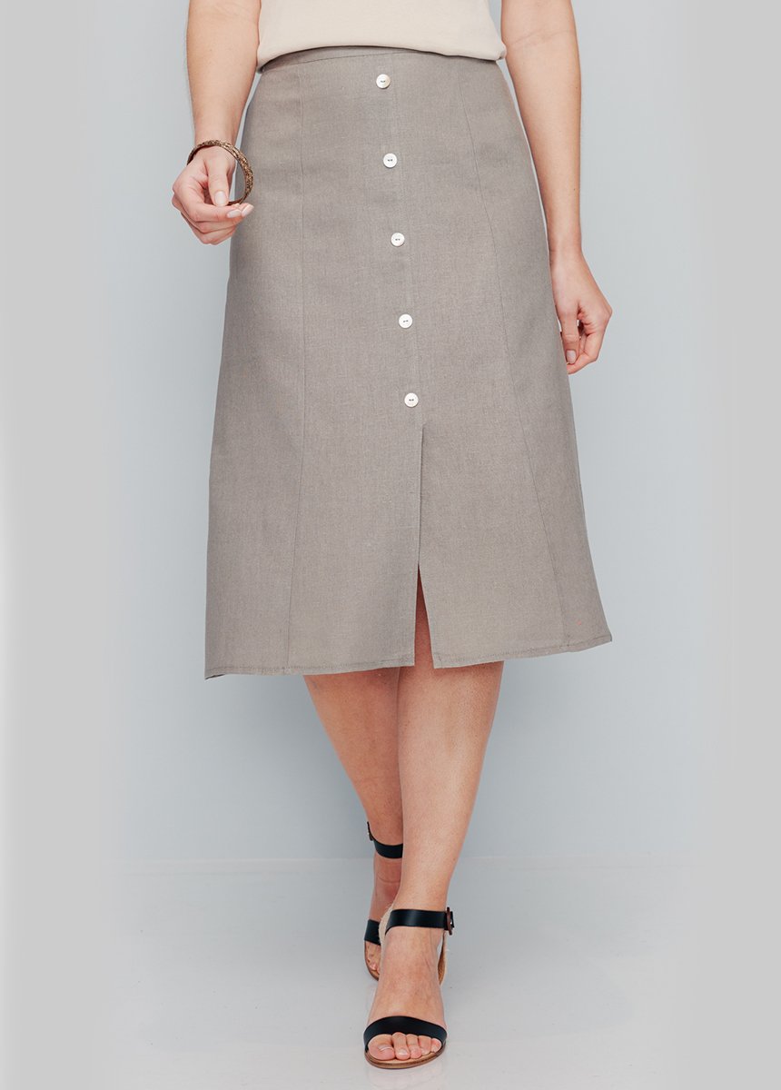 Jupe à panneaux en lin et viscose