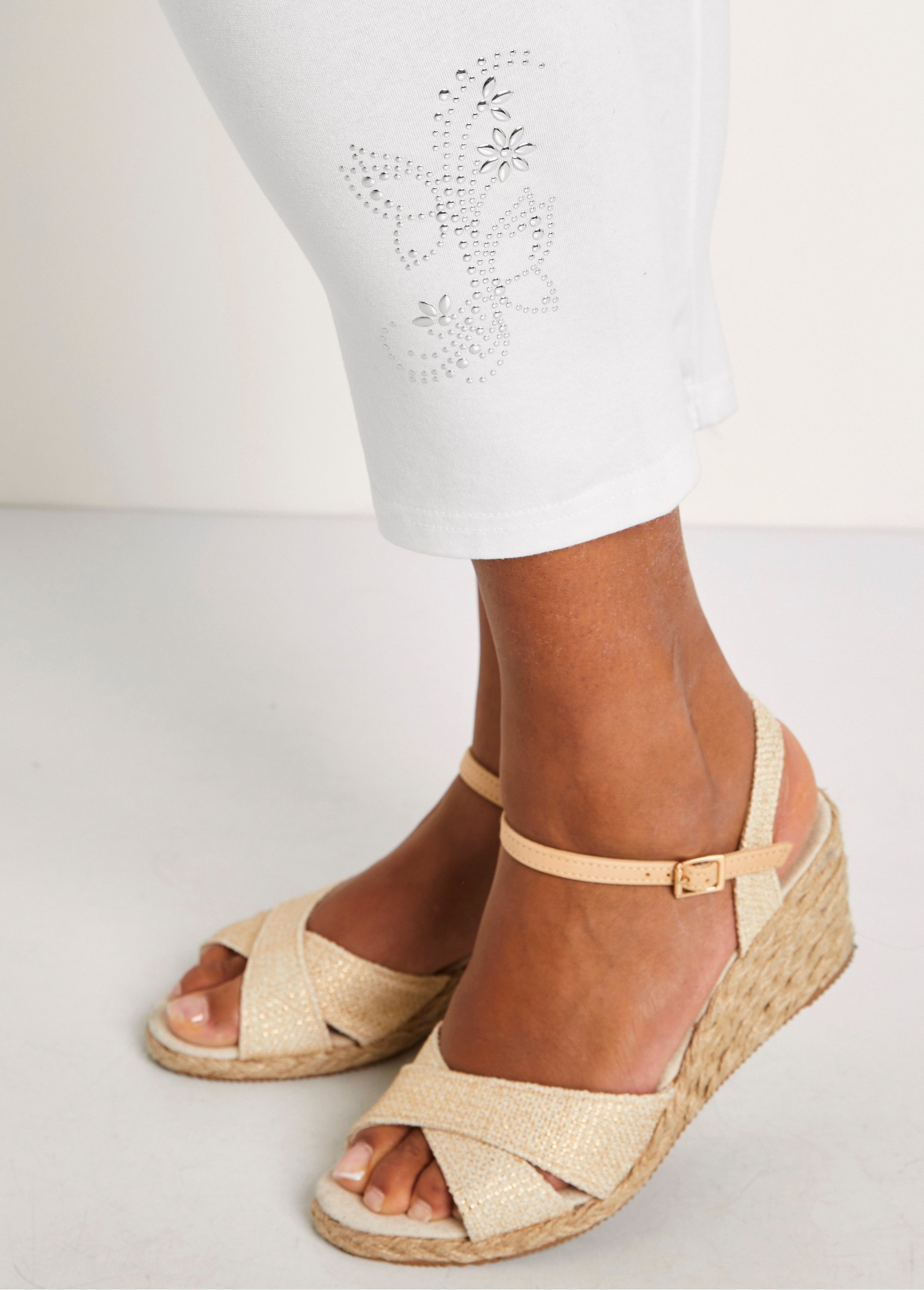 Legging court uni ceinture élastiquée